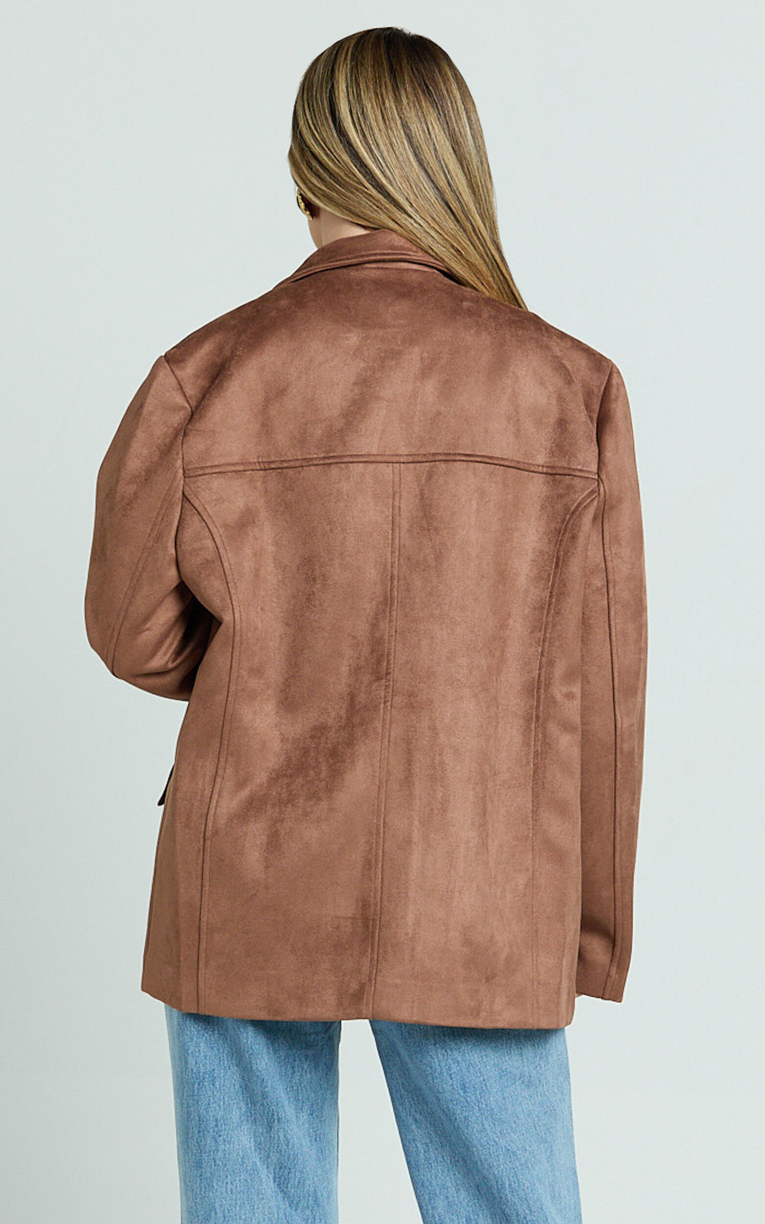 Priscilla Jacket - Faux Suede Relaxed Fit Jacket in Brown Tan