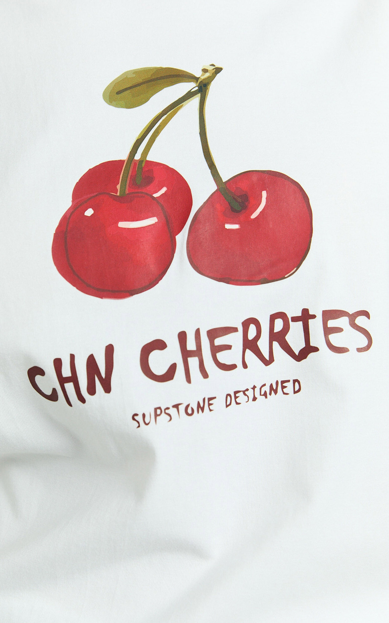 Dolce Top - Oversized Cherry  Print Tee in White