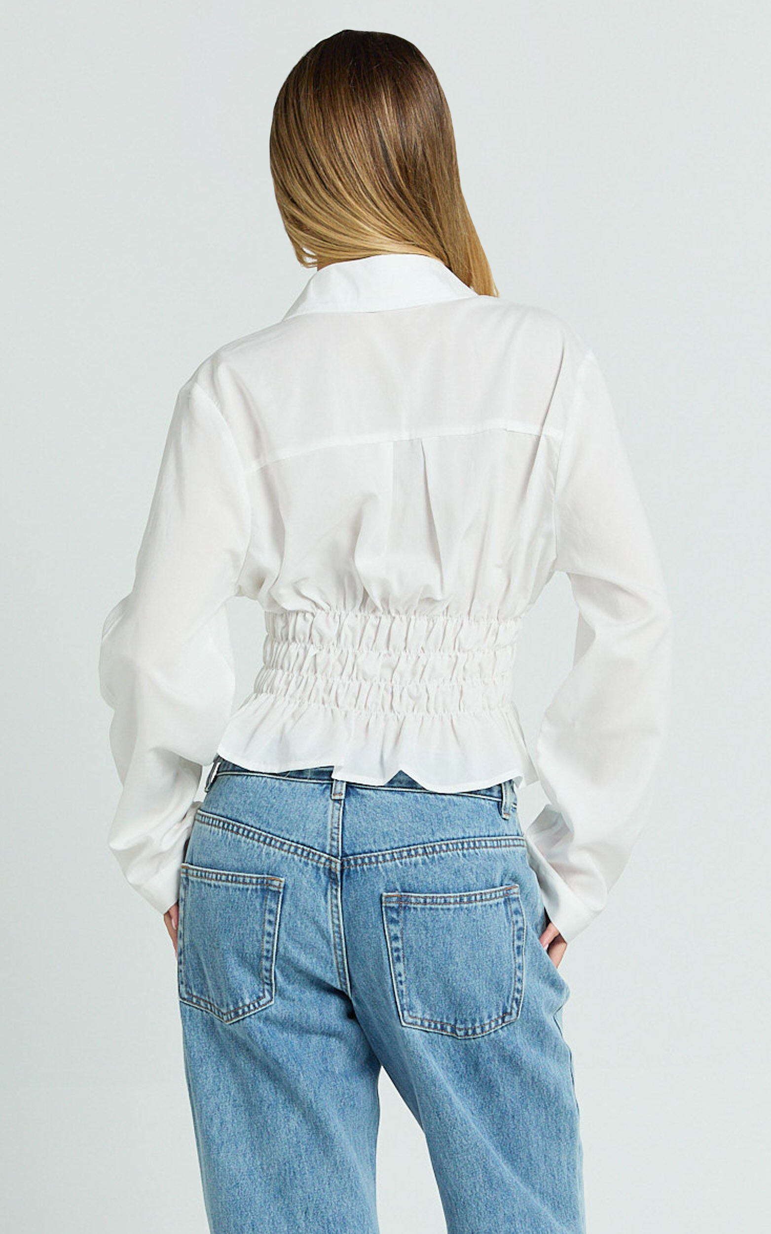 Herlyn Shirt - Ruched Detail Scrunch Shirt in White