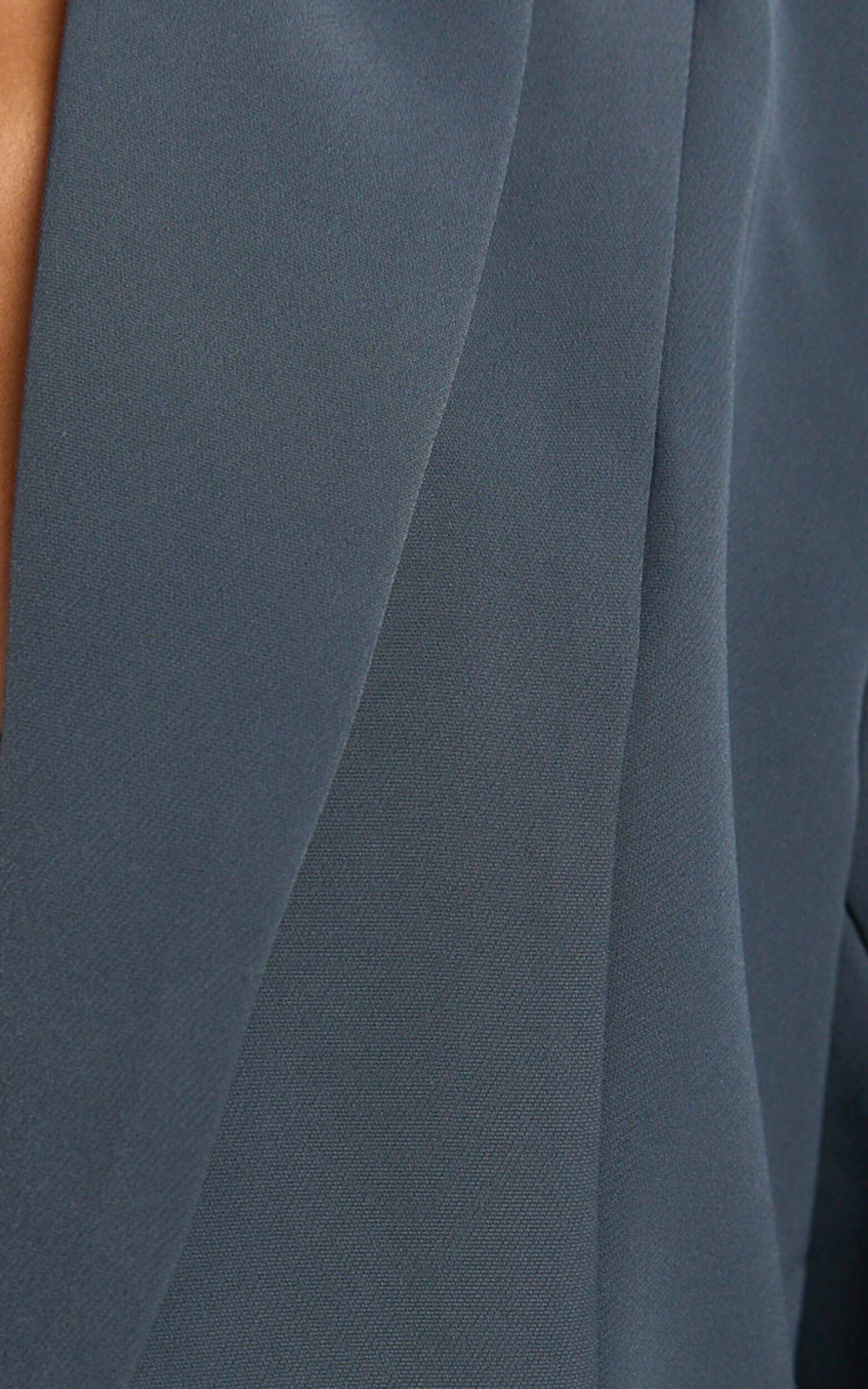 Jenni Blazer - Oversized Shoulder Cross Over Blazer in Slate Grey