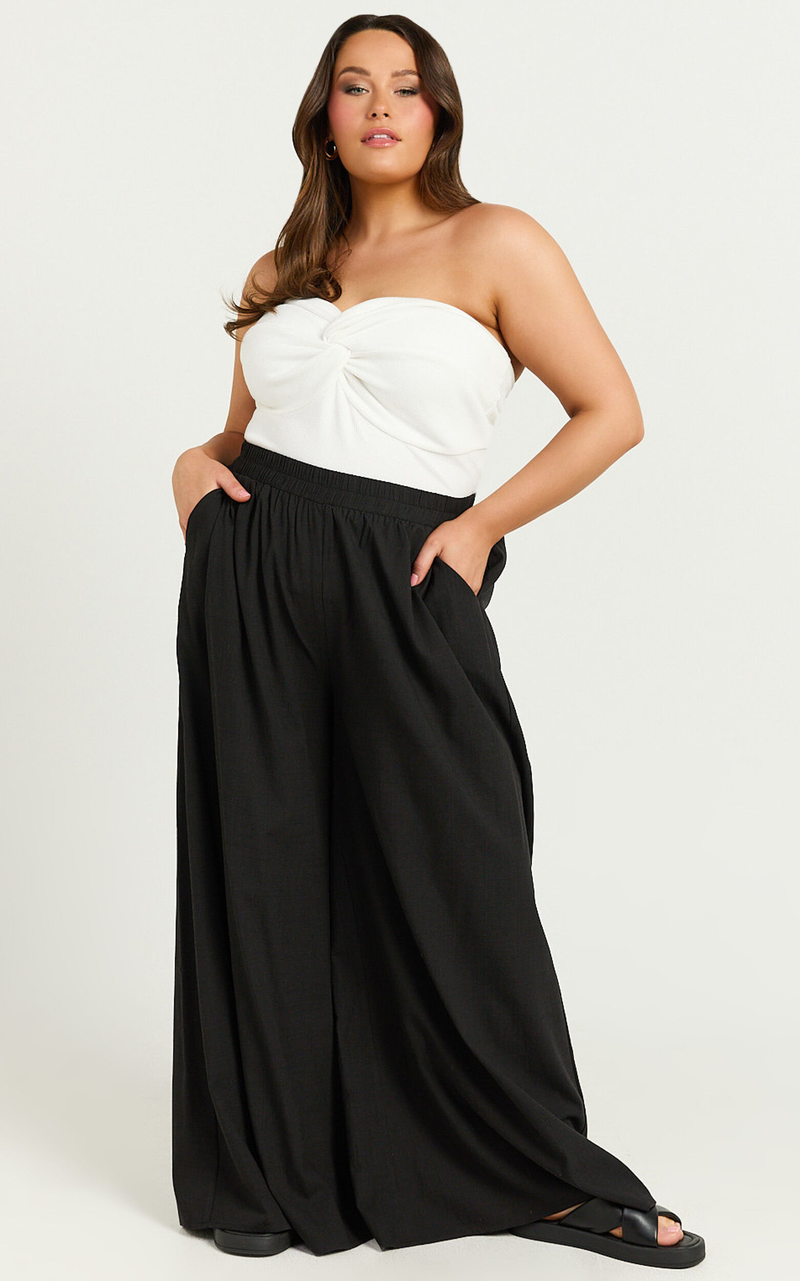Tamara Pants - High Elasticated Waist Wide Leg Pants in Black