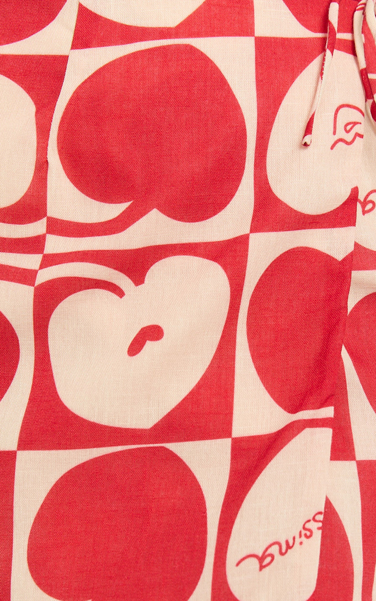 Vangie Mini Skirt - Linen Look A Line Skirt in Red/Pink