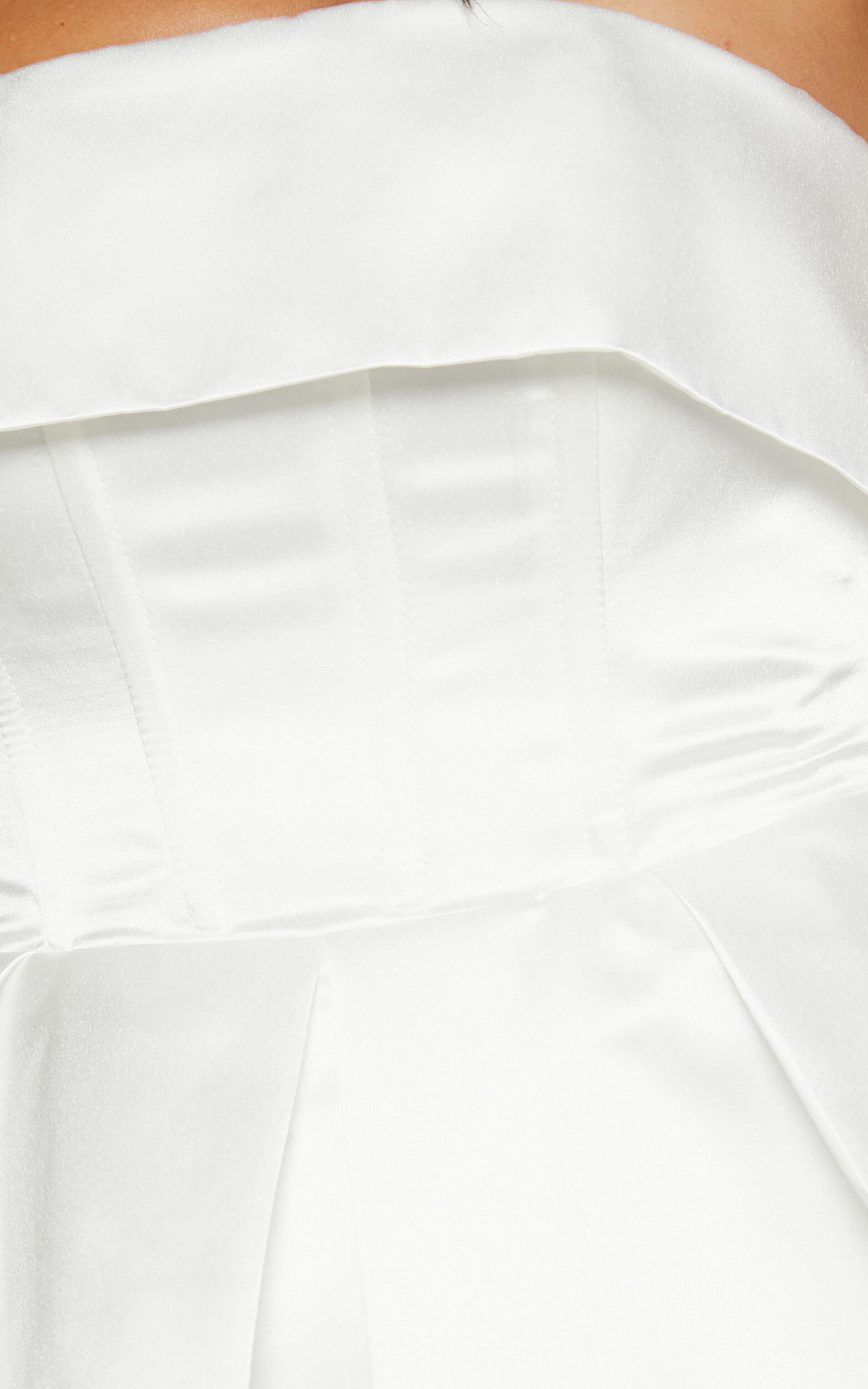 Valora Mini Dress - Strapless Fit and Flare Satin Dress in Ivory