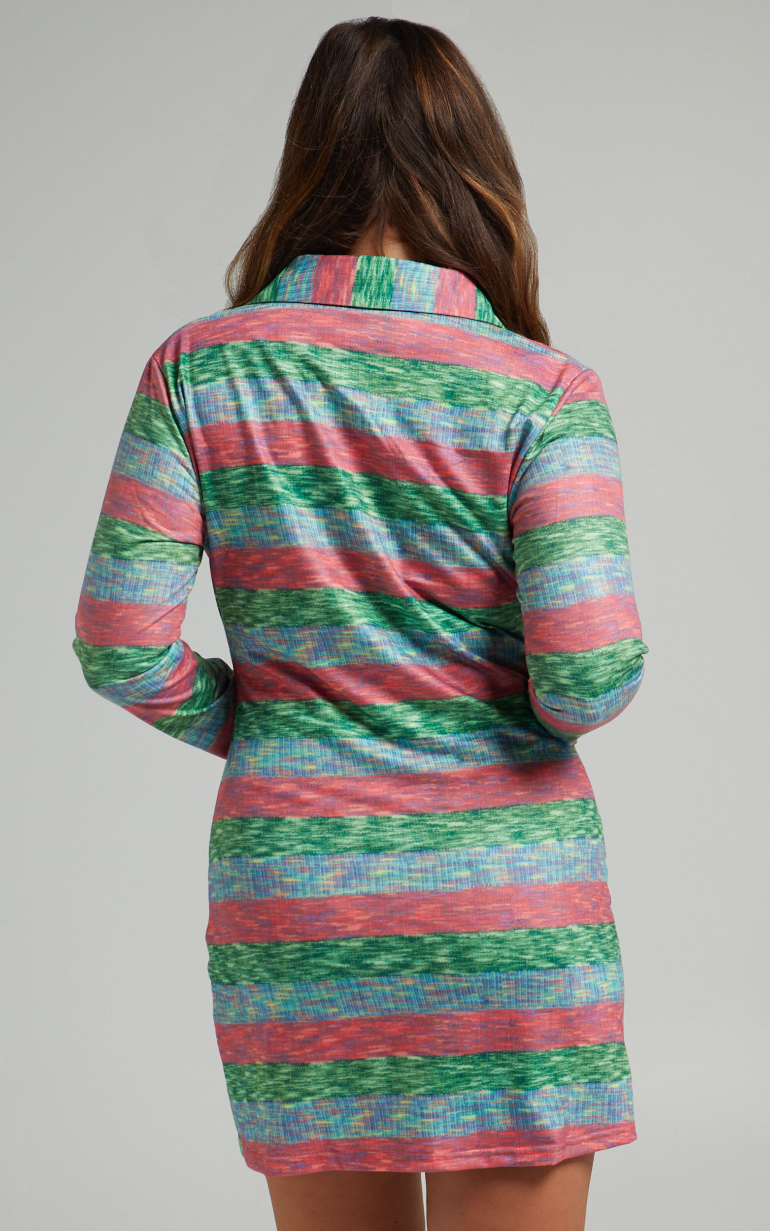 Lucricia Mini Dress - Long Sleeve Shirt Dress in Multi