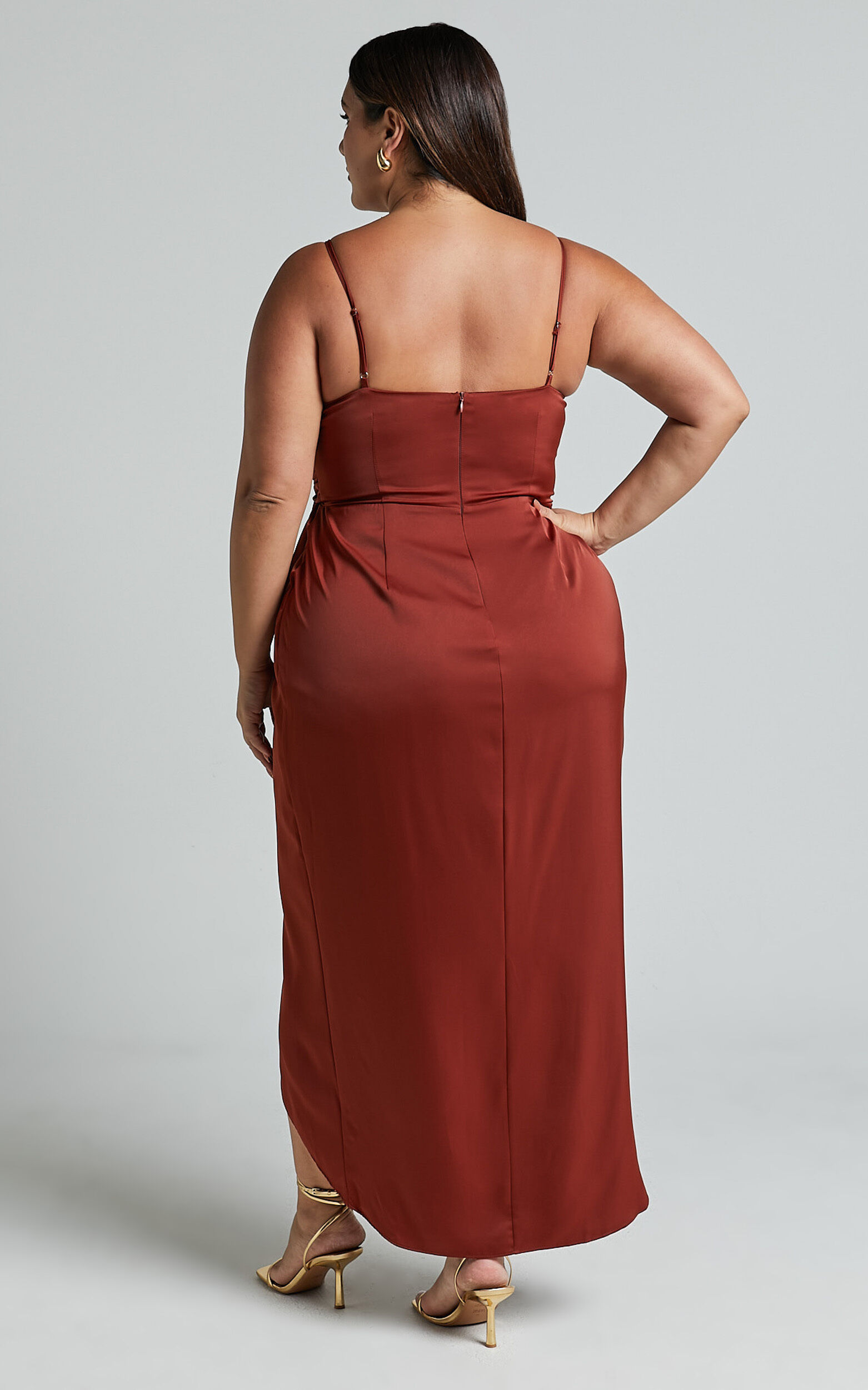 How Will I Know Midi Dress - Wrap Waist Tie Tulip Hem Dress in Copper