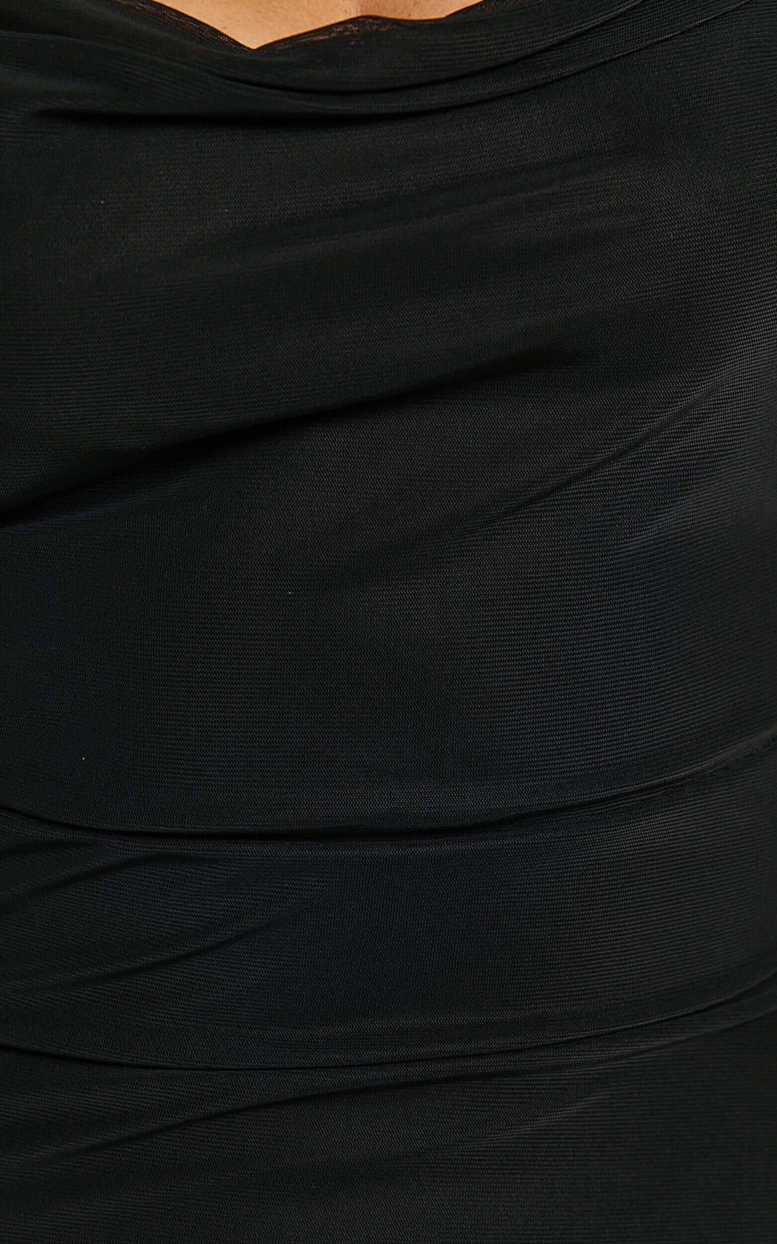 Rosha Maxi Dress - Ruffle Strap Dress in Black