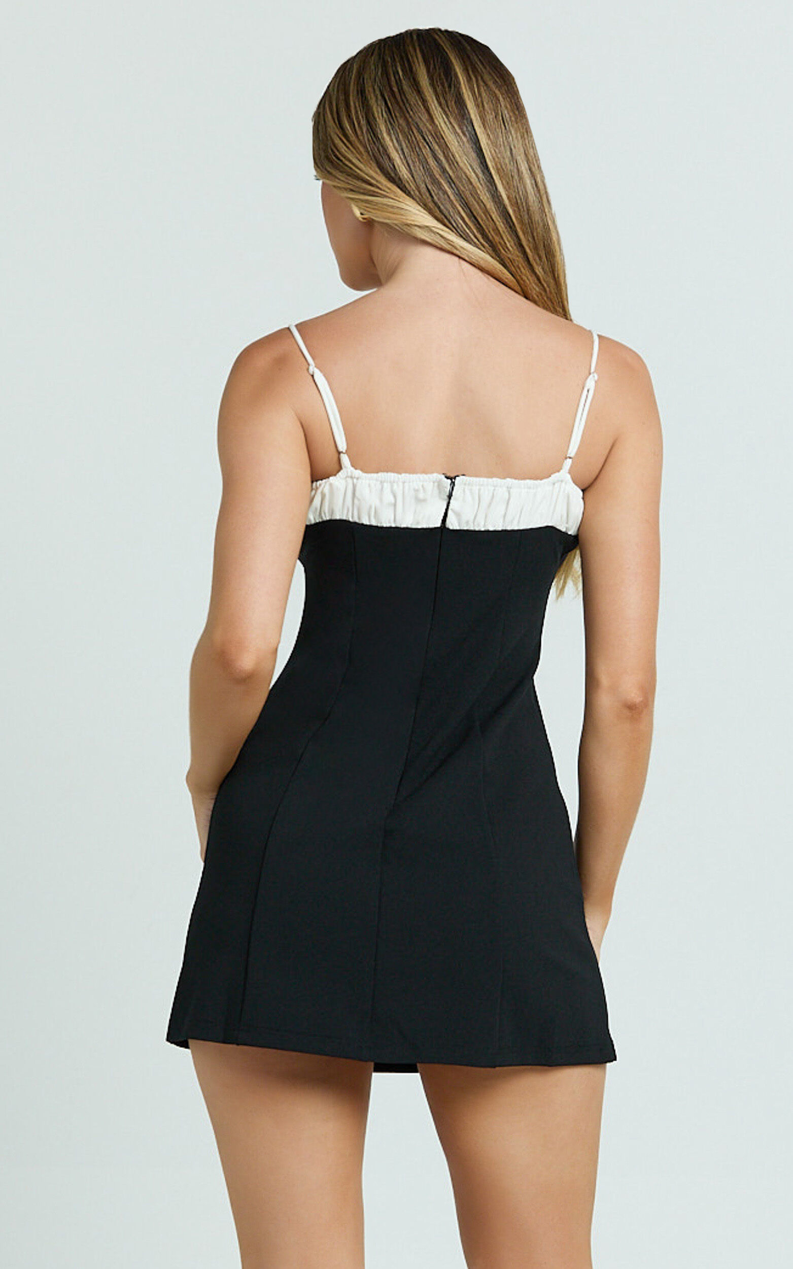 Makenzie Mini Dress - Tie Front A Line Dress in Black