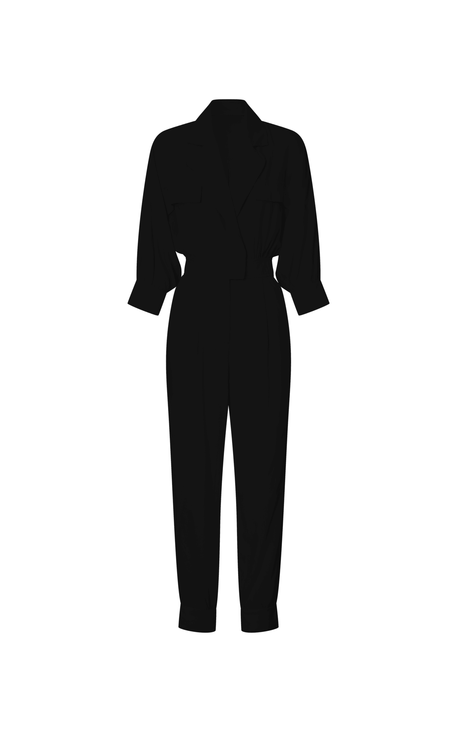 Ayelin Jumpsuit - Linen Relaxed 3/4 Sleeve Jumpsuit in Black