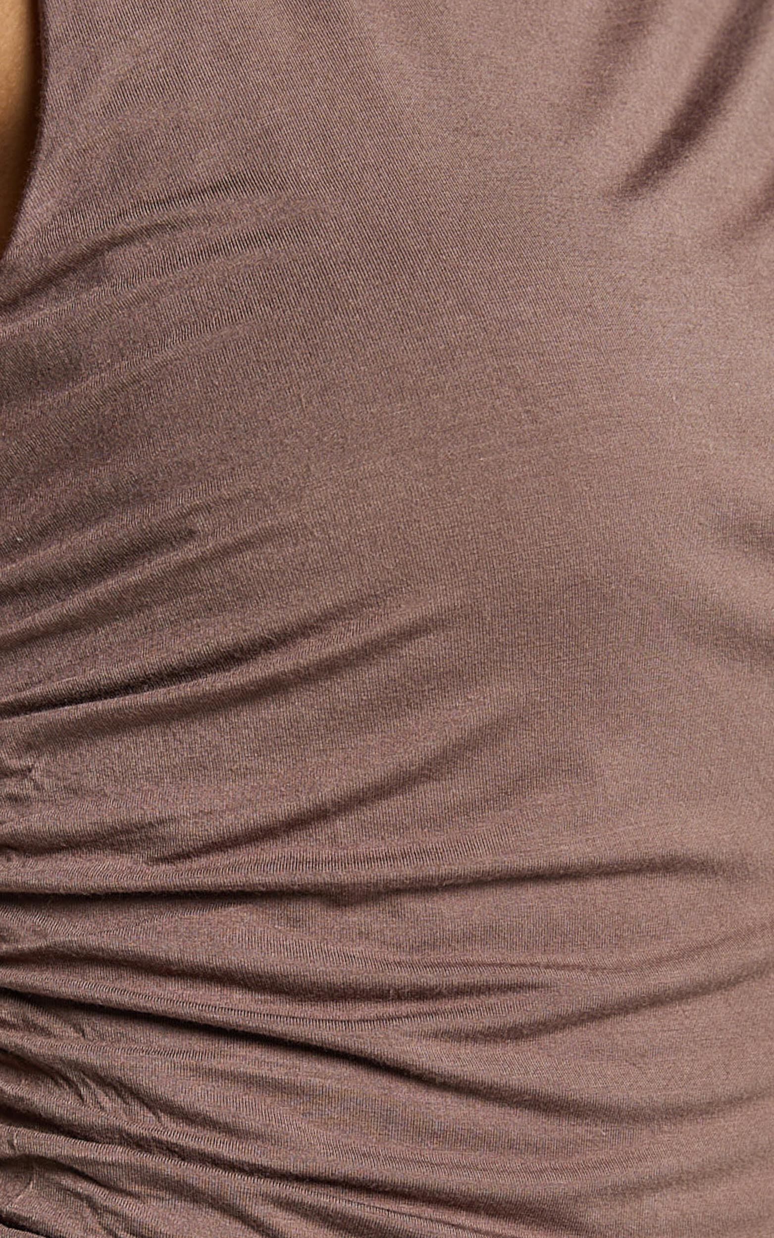 Aisha Maxi Dress - Sleeveless Twist Strap Bodycon Dress in Chocolate