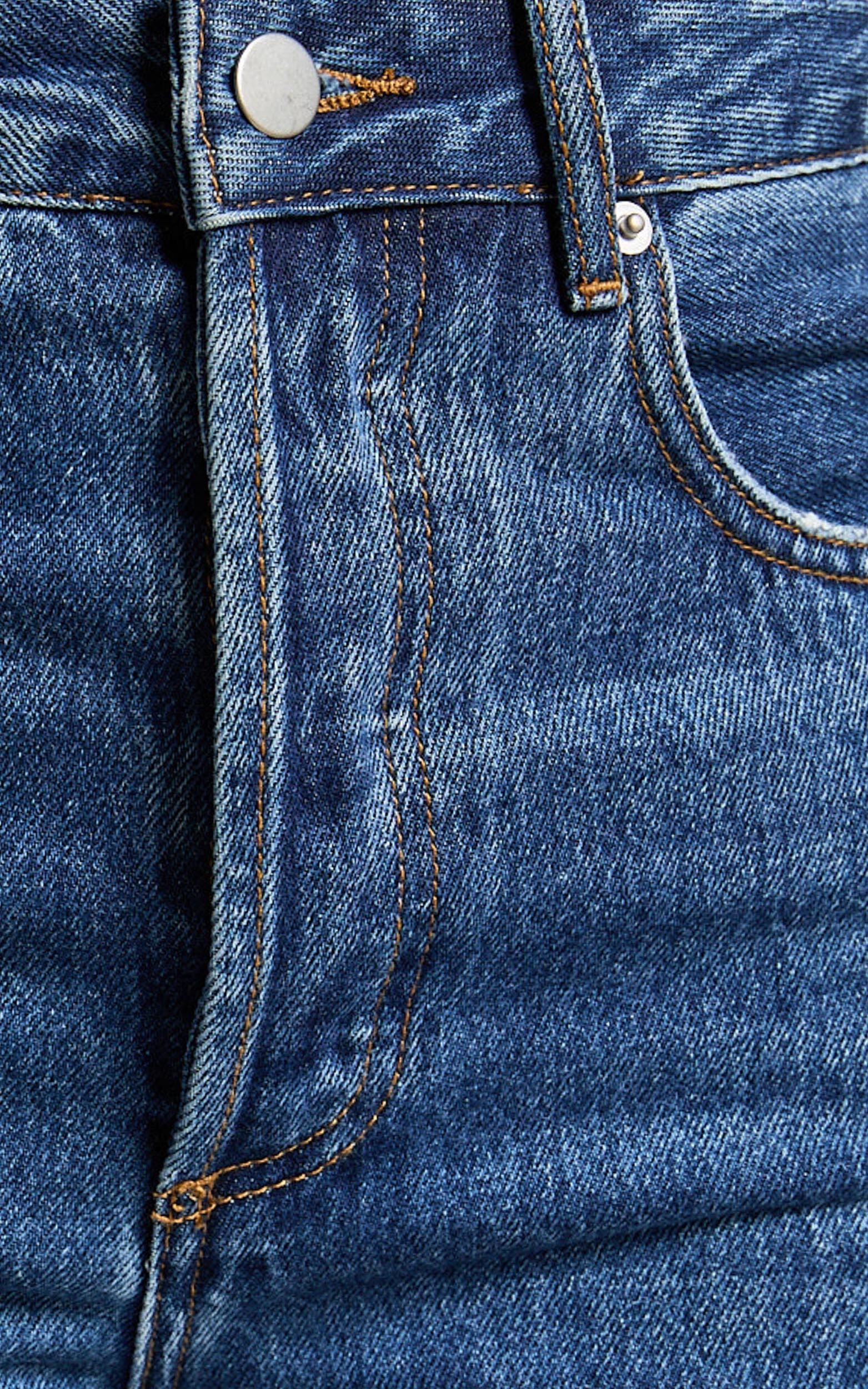 Zelrio Jeans - High Waisted Recycled Cotton Cropped Denim Jeans in Dark Blue Wash