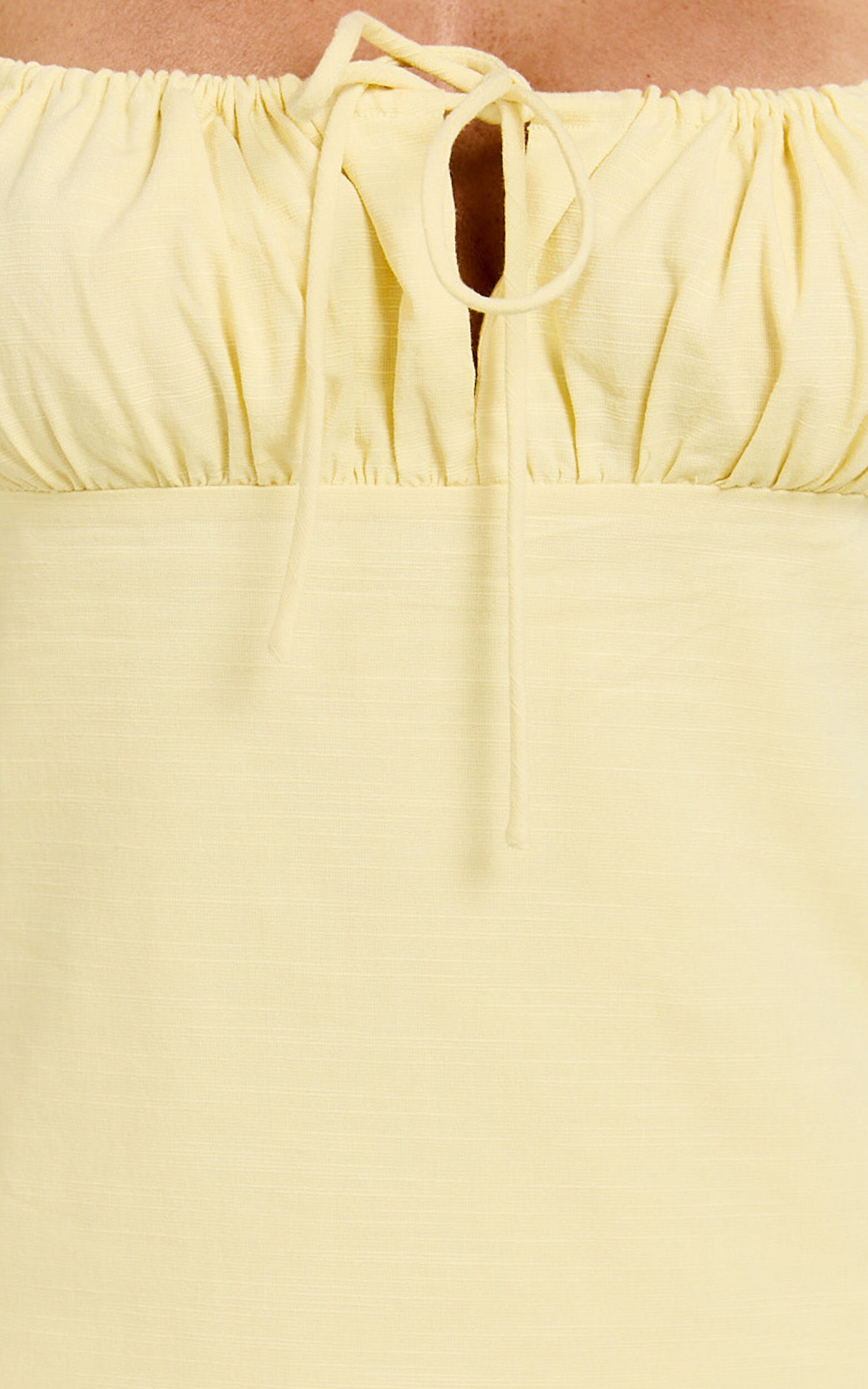 Maddy Mini Dress - Ruched Bust Short Sleeve Dress in Lemon