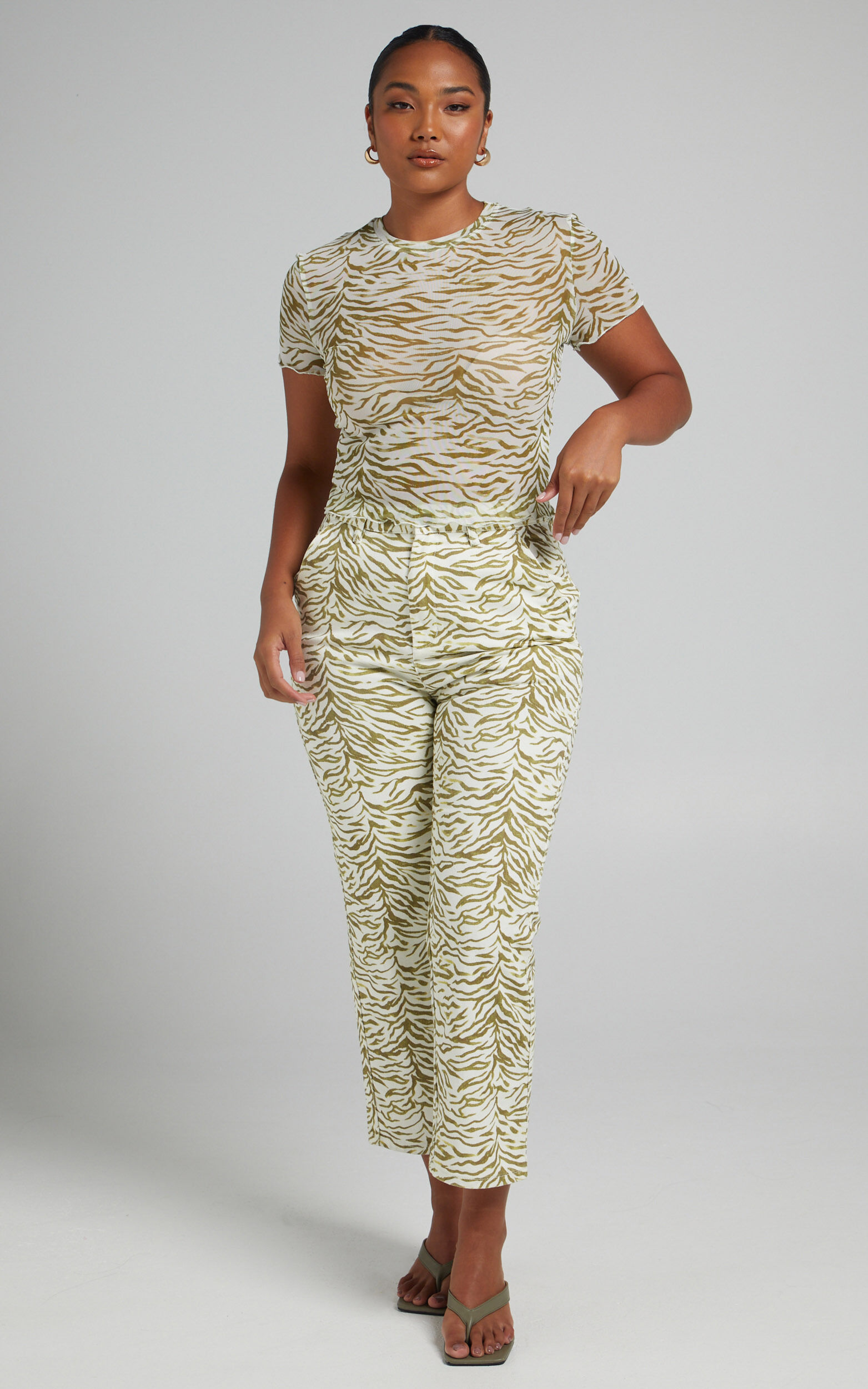 Cools Club - Mid Rise California Pant in HERB ZEBRA