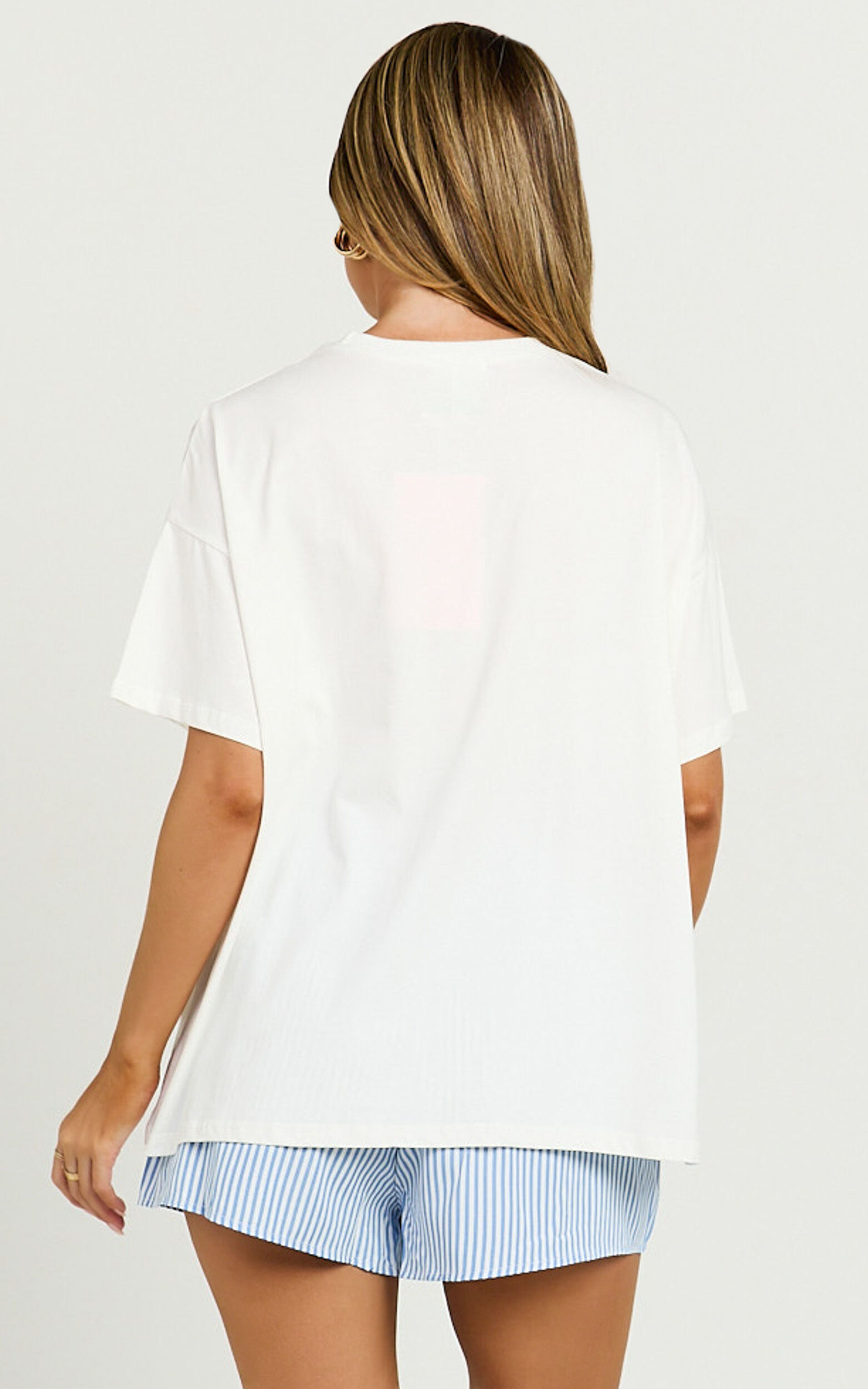 Gwen Two Piece Set - Freshly Squeezed T-shirt Set in White/Blue