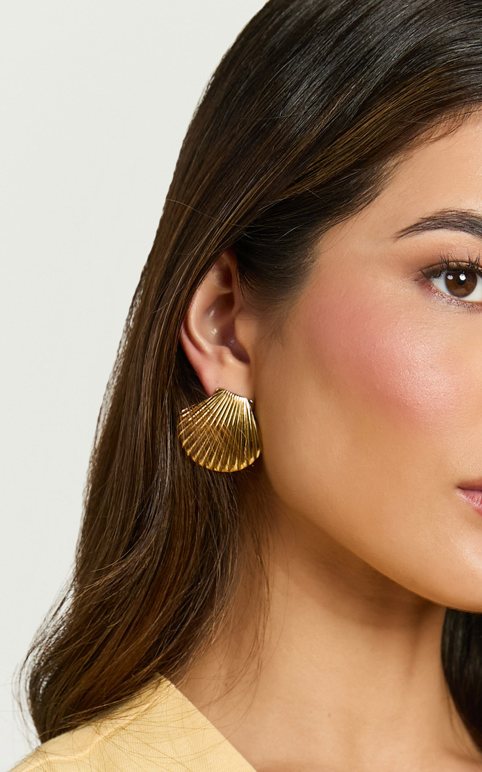Lucy Earrings - Shell Statement Stud Earrings in Gold