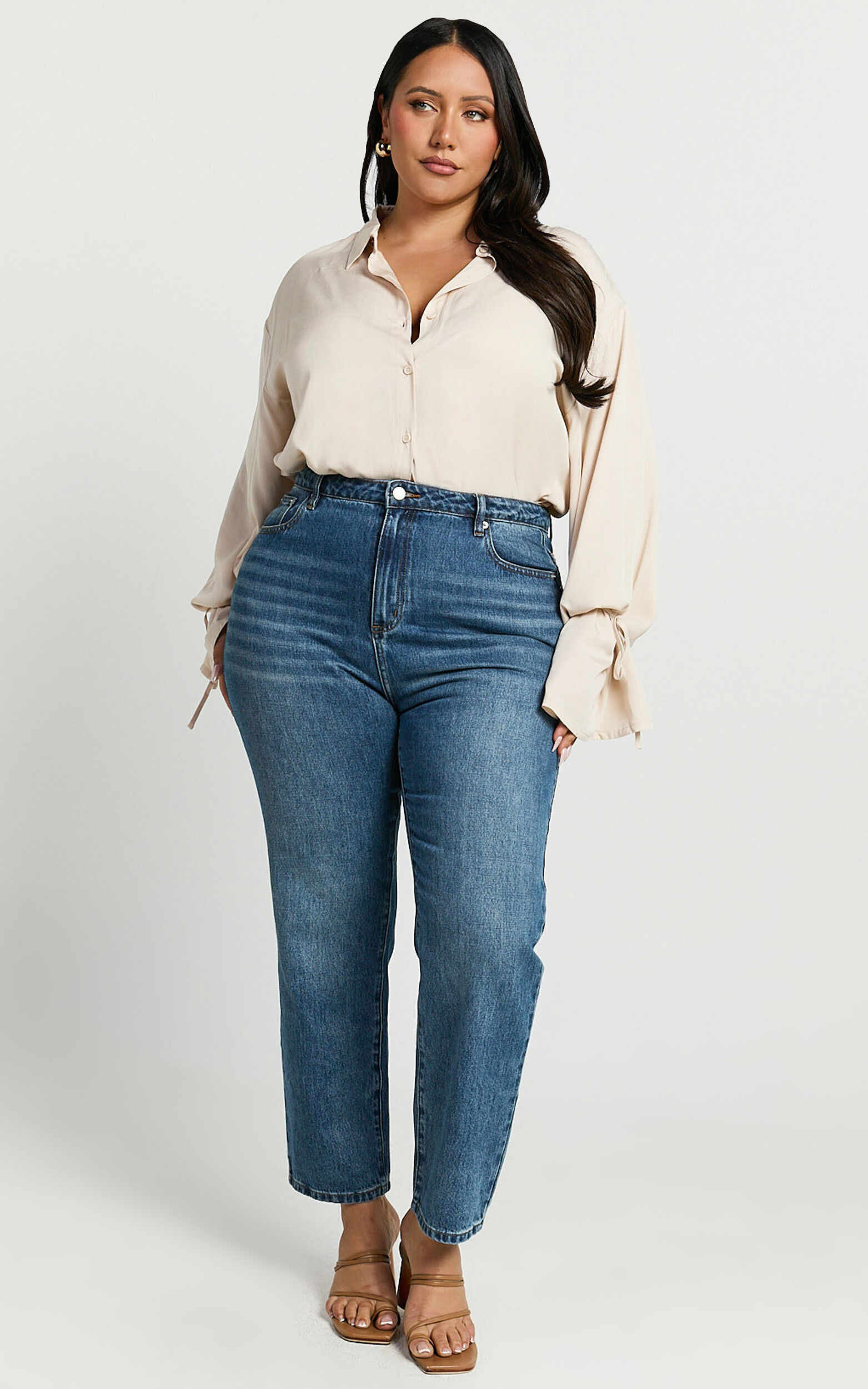 Billie Jeans - High Waisted Recycled Cotton Mom Denim Jeans in Dark Blue Wash