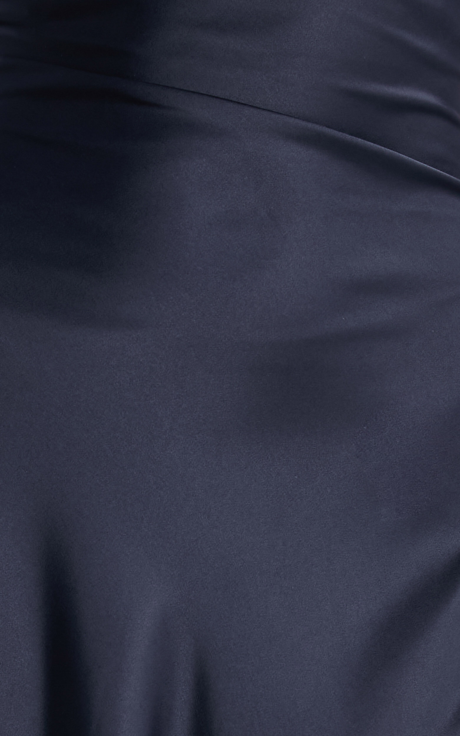 Cariela Midi Dress - Plunge Neck Satin Dress in Navy