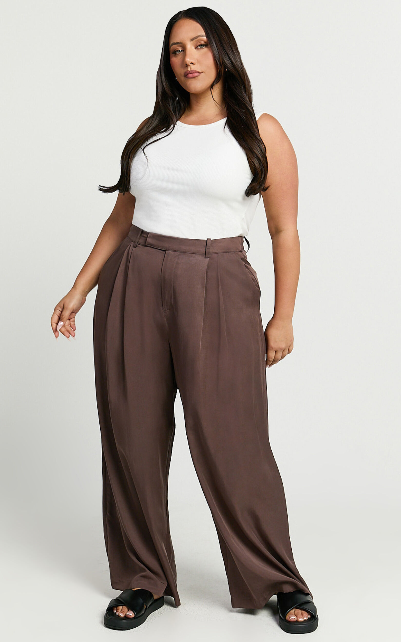 Clarke Pants - High Waist Wide Leg Pants in Slate