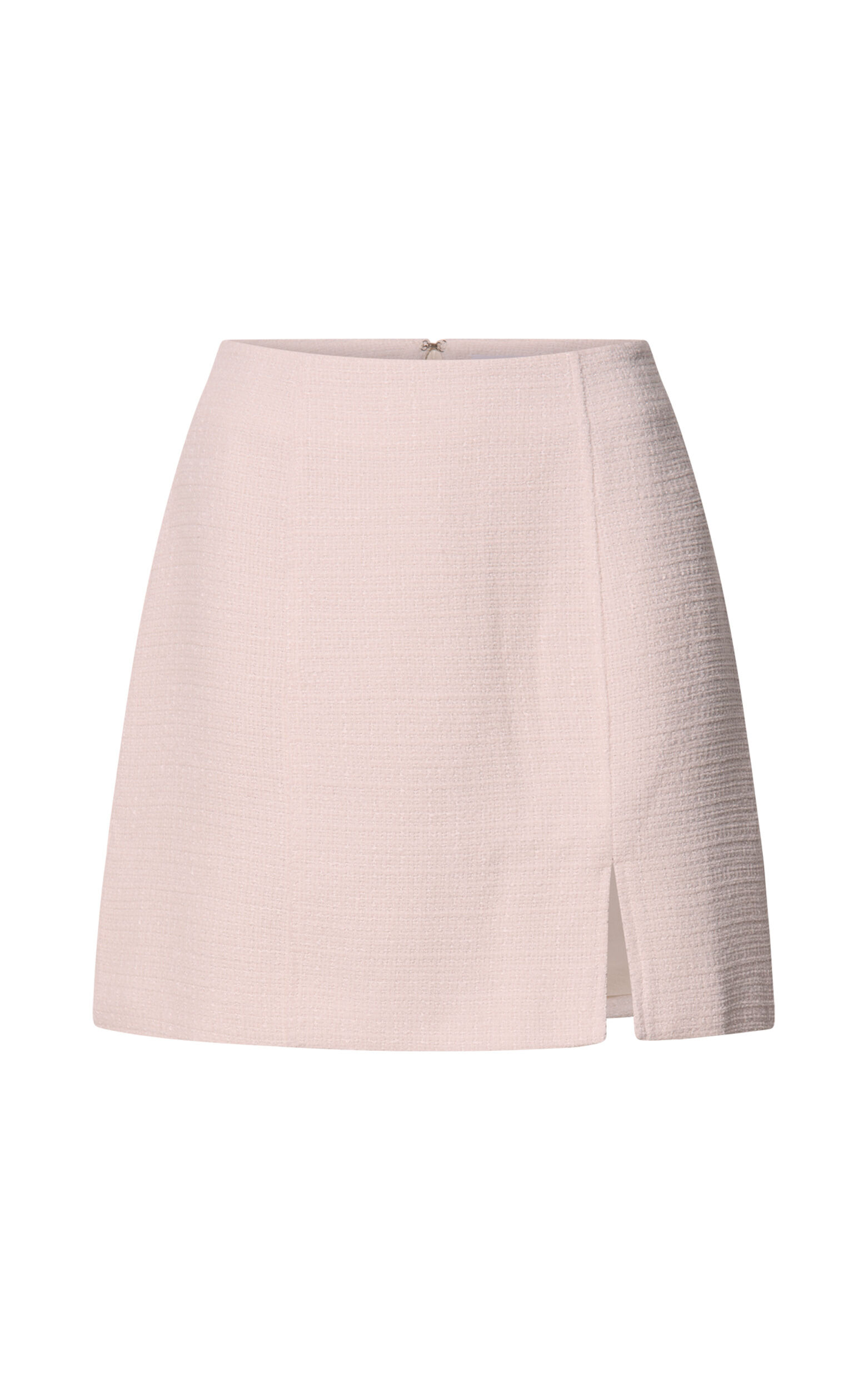 Iggy Mini Skirt - High Waist Split Boucle Skirt in Pink
