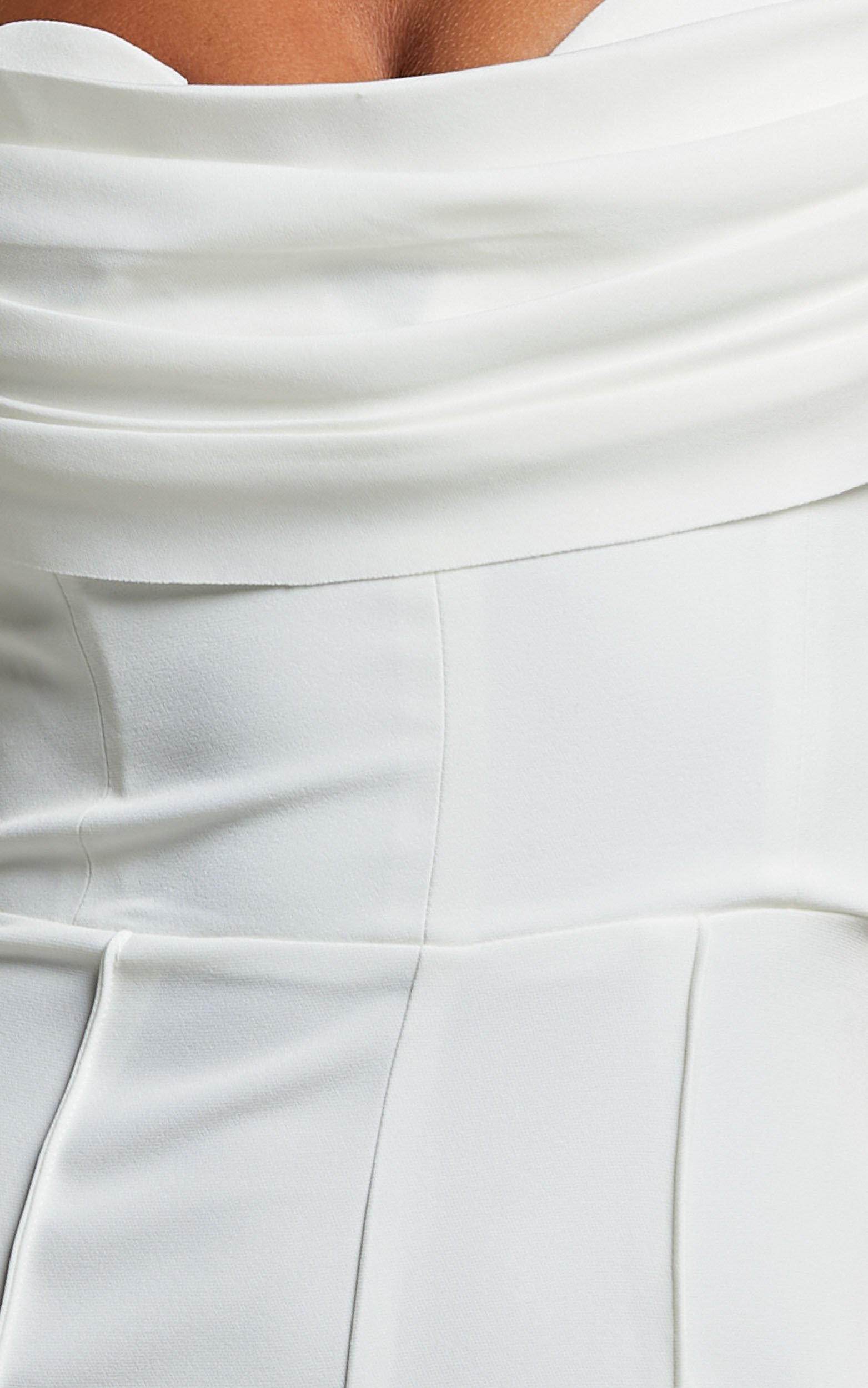 Stacey Jumpsuit - Strapless Cowl Wide Leg Jumpsuit in Off White