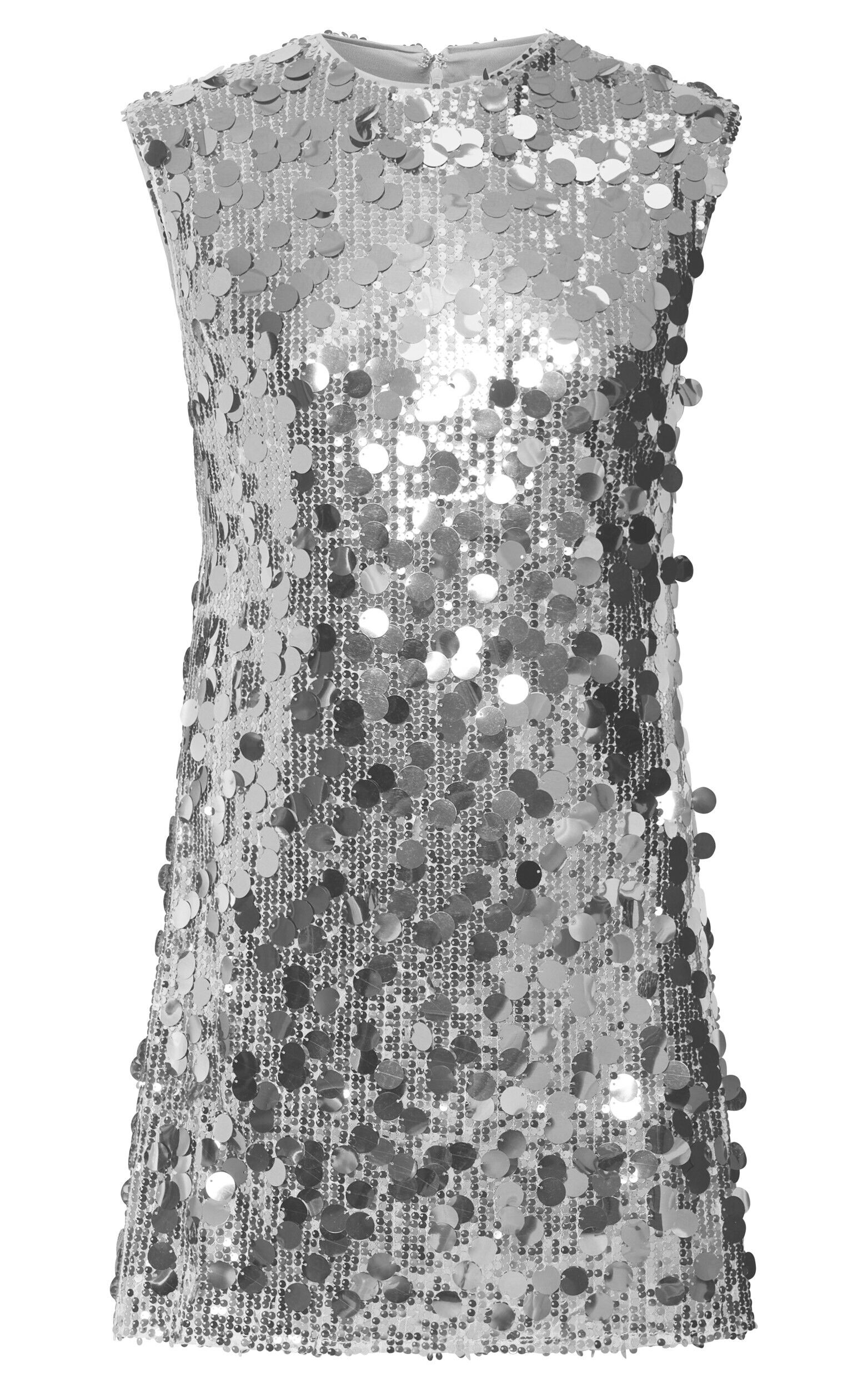 Tracy Mini Dress - Disc Sequin Shift Dress in Silver