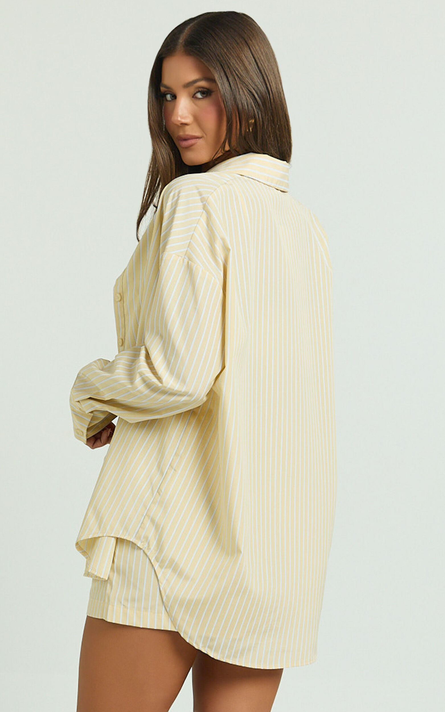 Terah Shirt - Button Up Shirt in Lemon Stripe