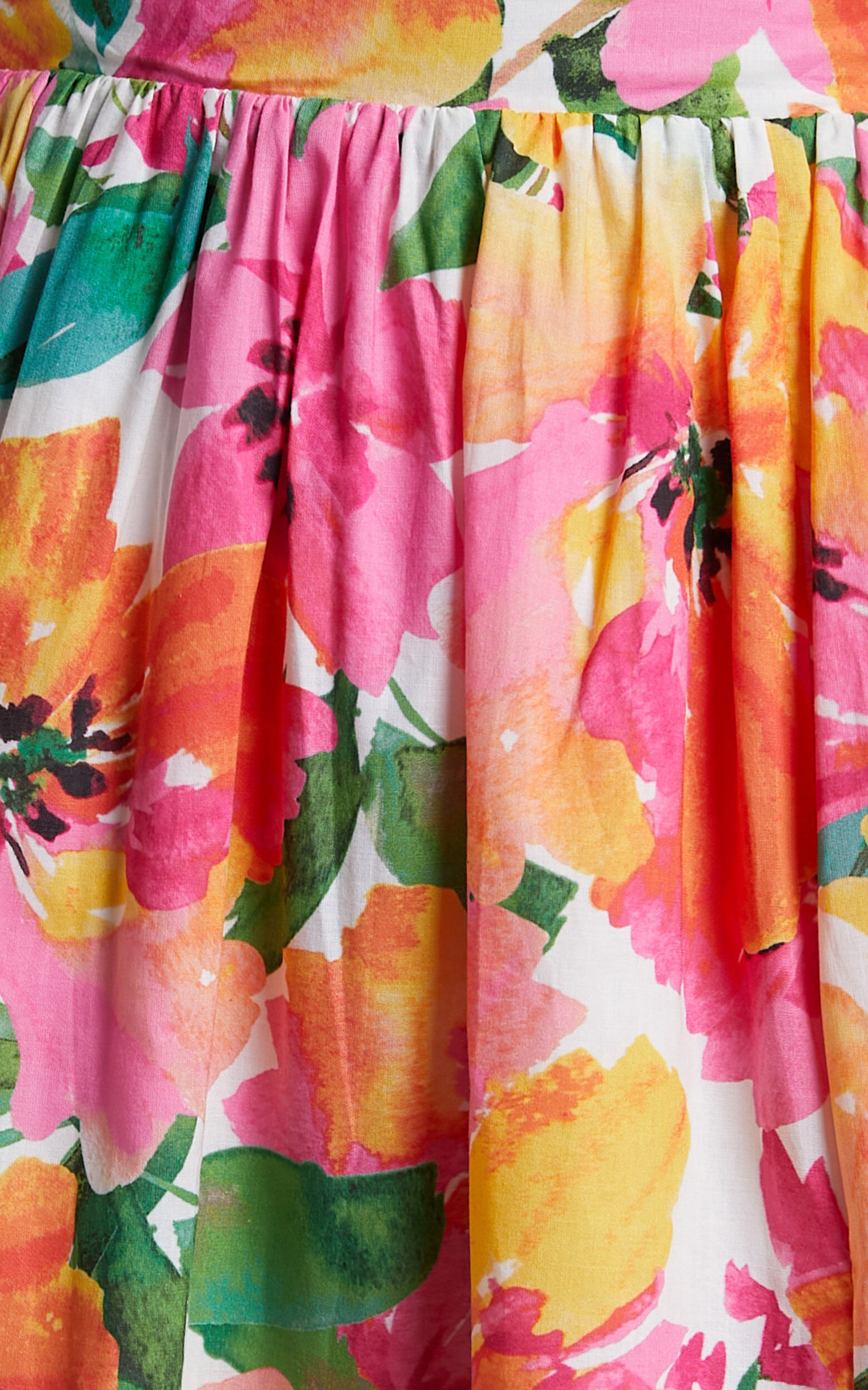 Shairah Midi Dress - Cross Back Gathered Sweetheart Dress in Bloom