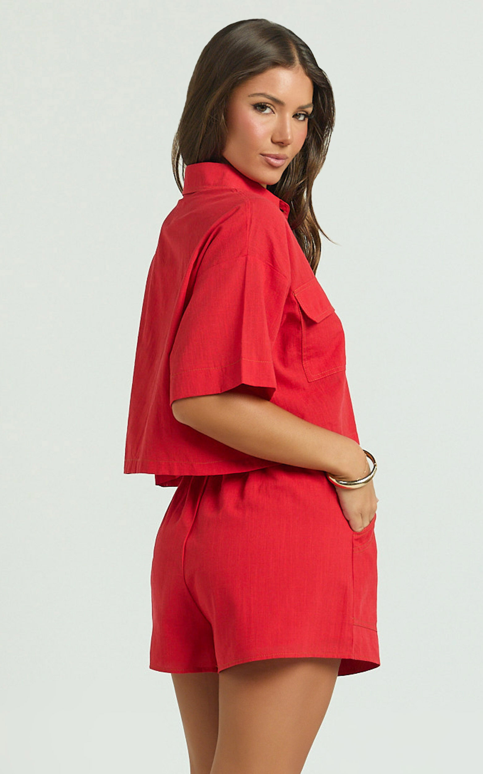 Adana Two Piece Set - Crop Two Piece Set in Red