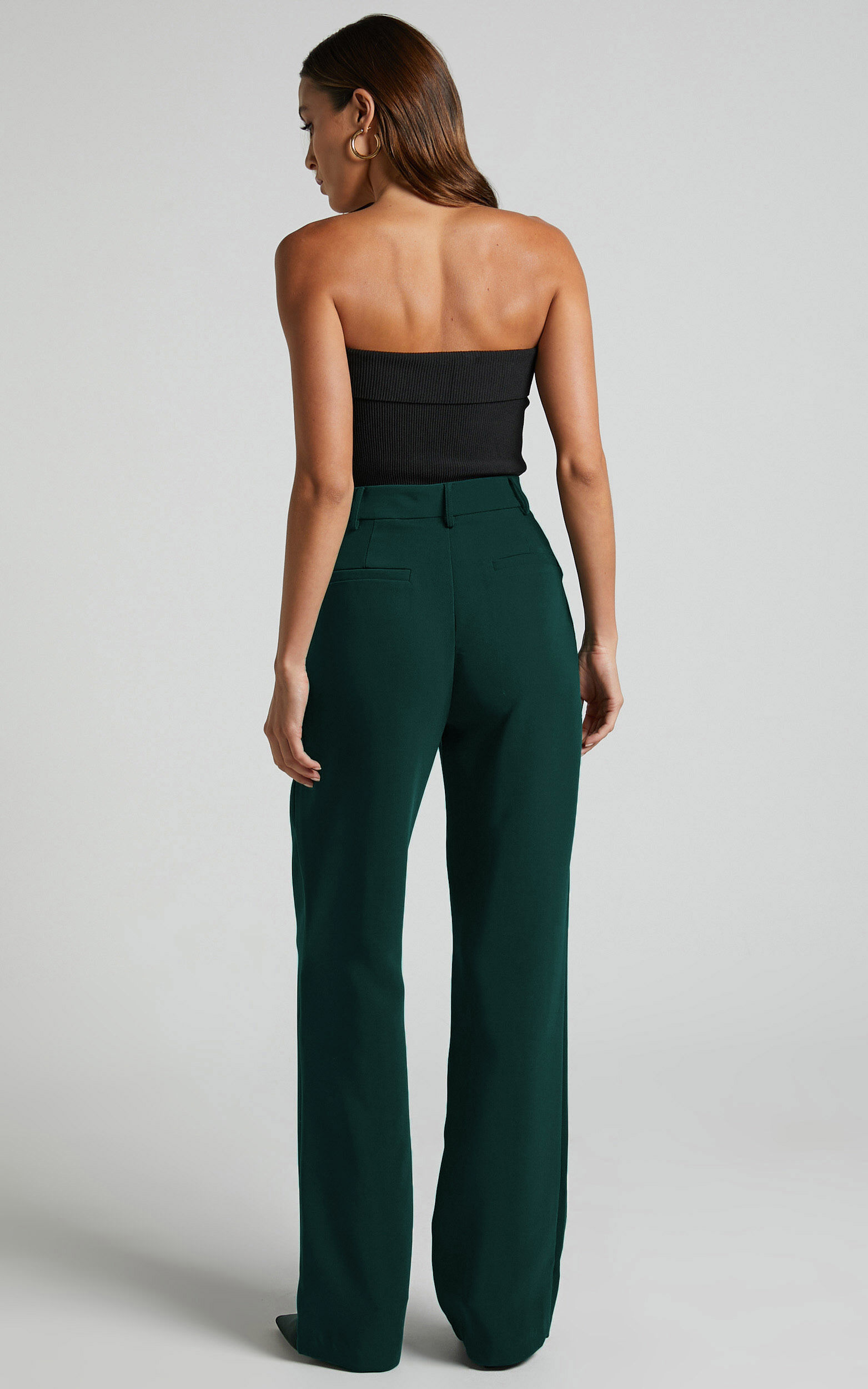 Lorcan Pants - High Waisted Tailored Pants in Forest Green