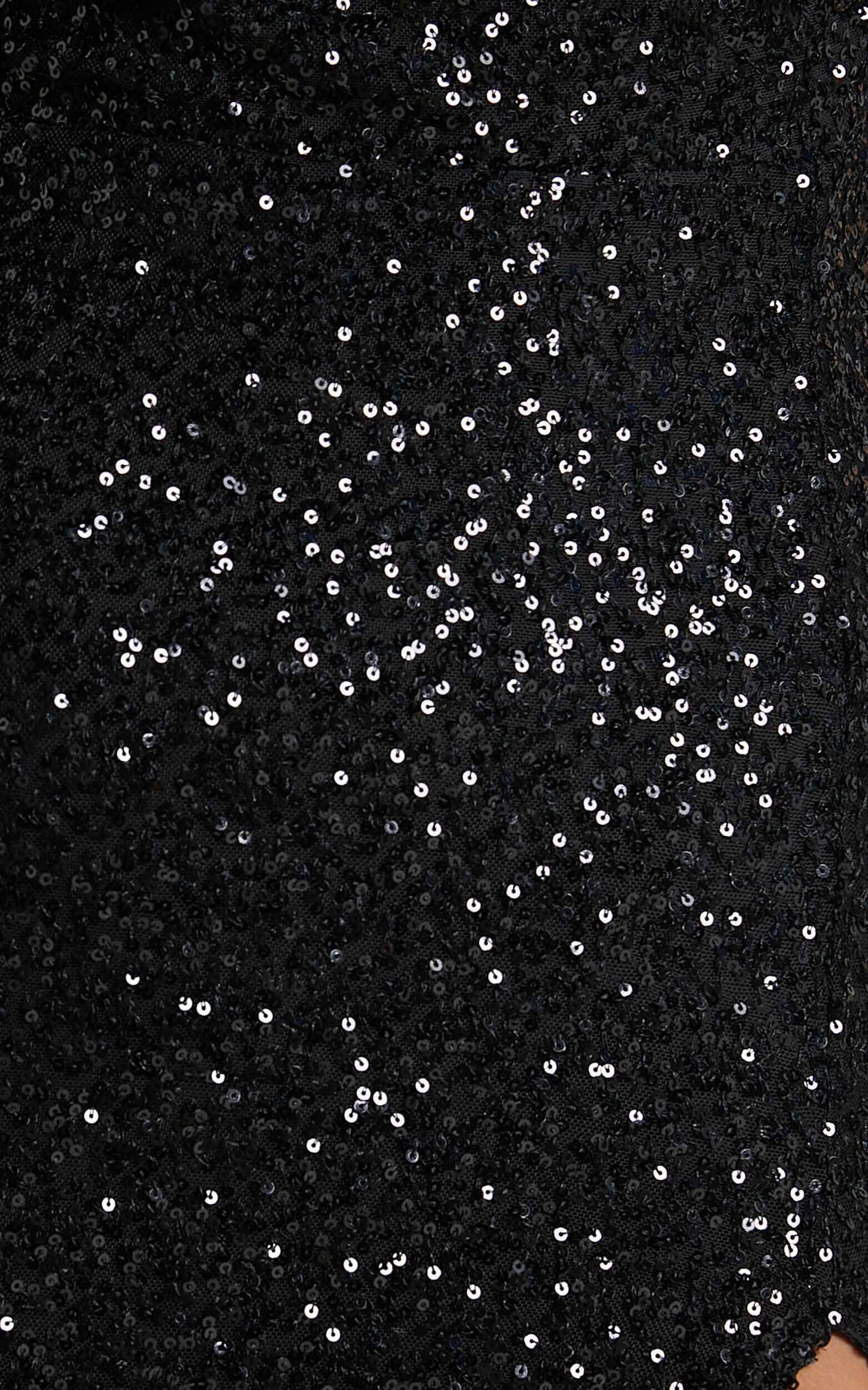 Malisha Maxi Dress - Sequin Cowl Neck Backless Dress in Black