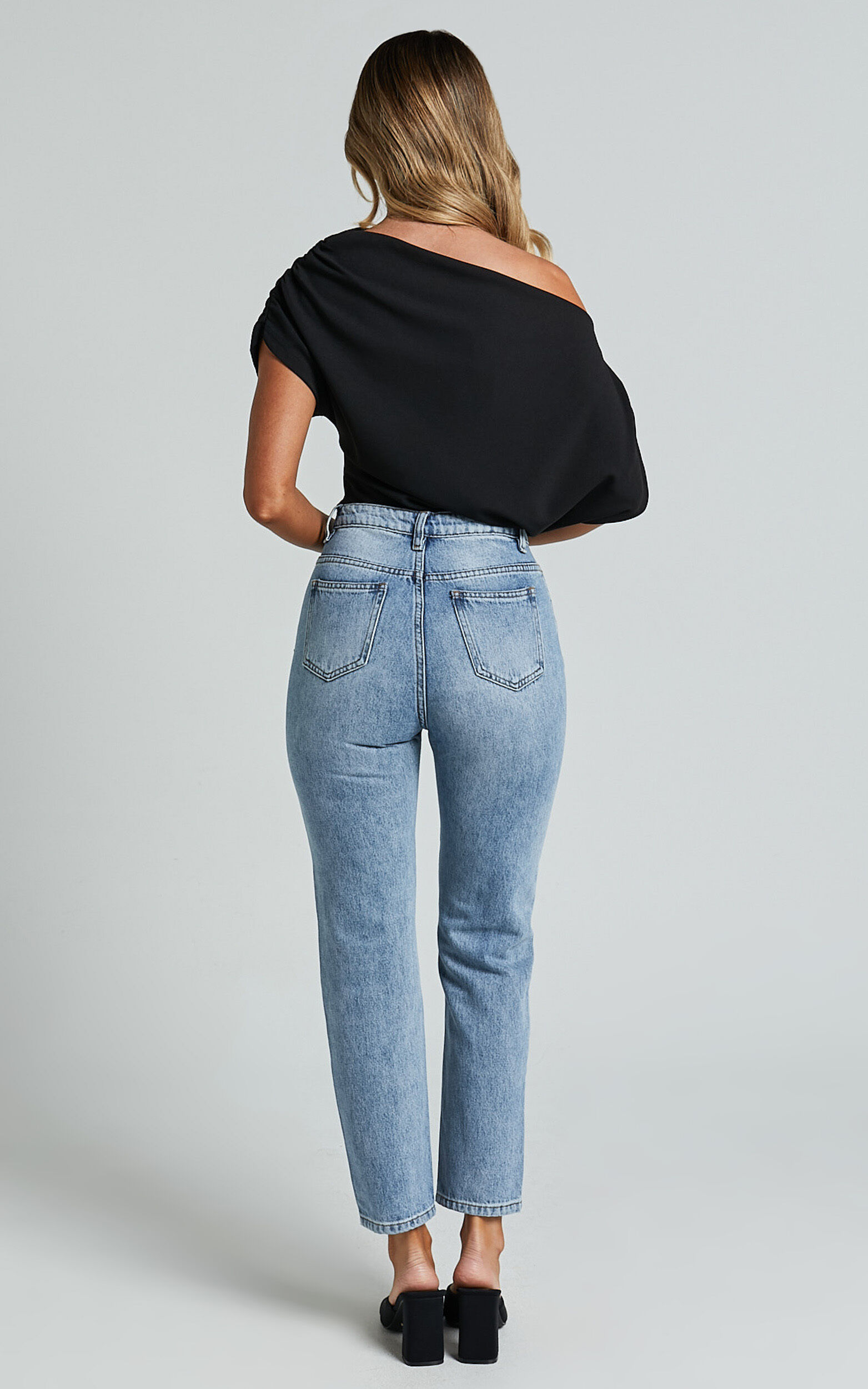 Billie Jeans - High Waisted Recycled Cotton Mom Denim Jeans in Mid Blue Wash