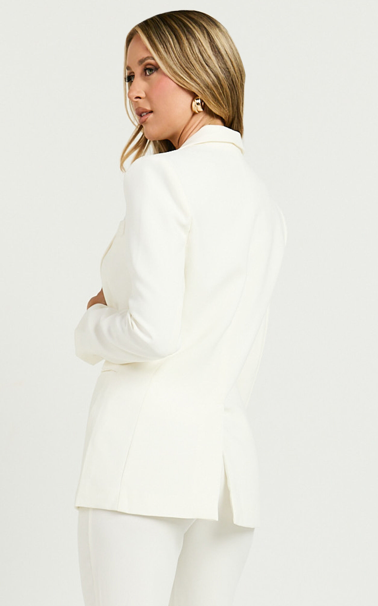 Brianna Blazer - Straight Fit Single Breasted Tailored Blazer in White