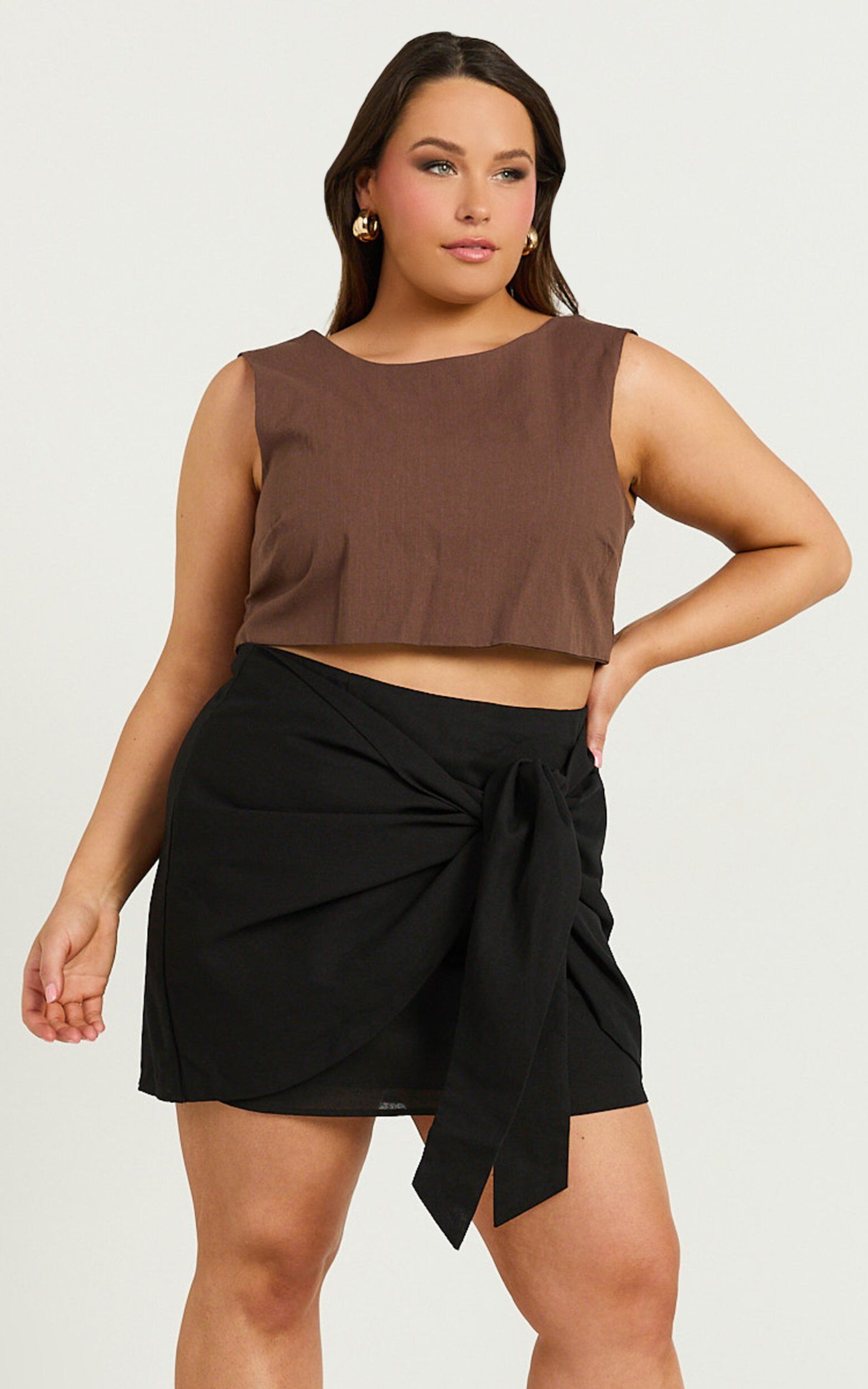 Loxley Top - Tie Up Top in Chocolate