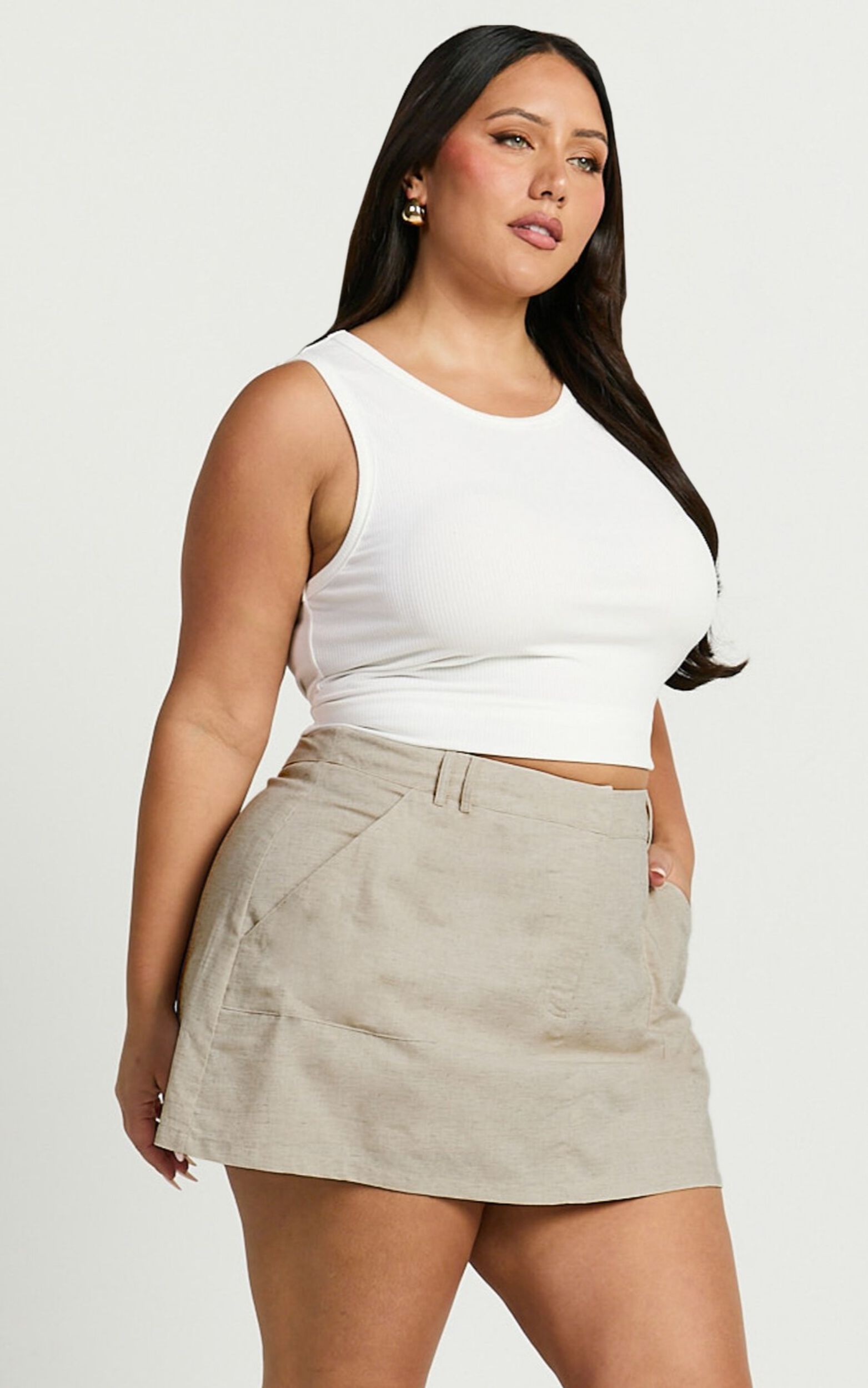 Dream Linen Skort - High Waisted A Line Skort in Natural