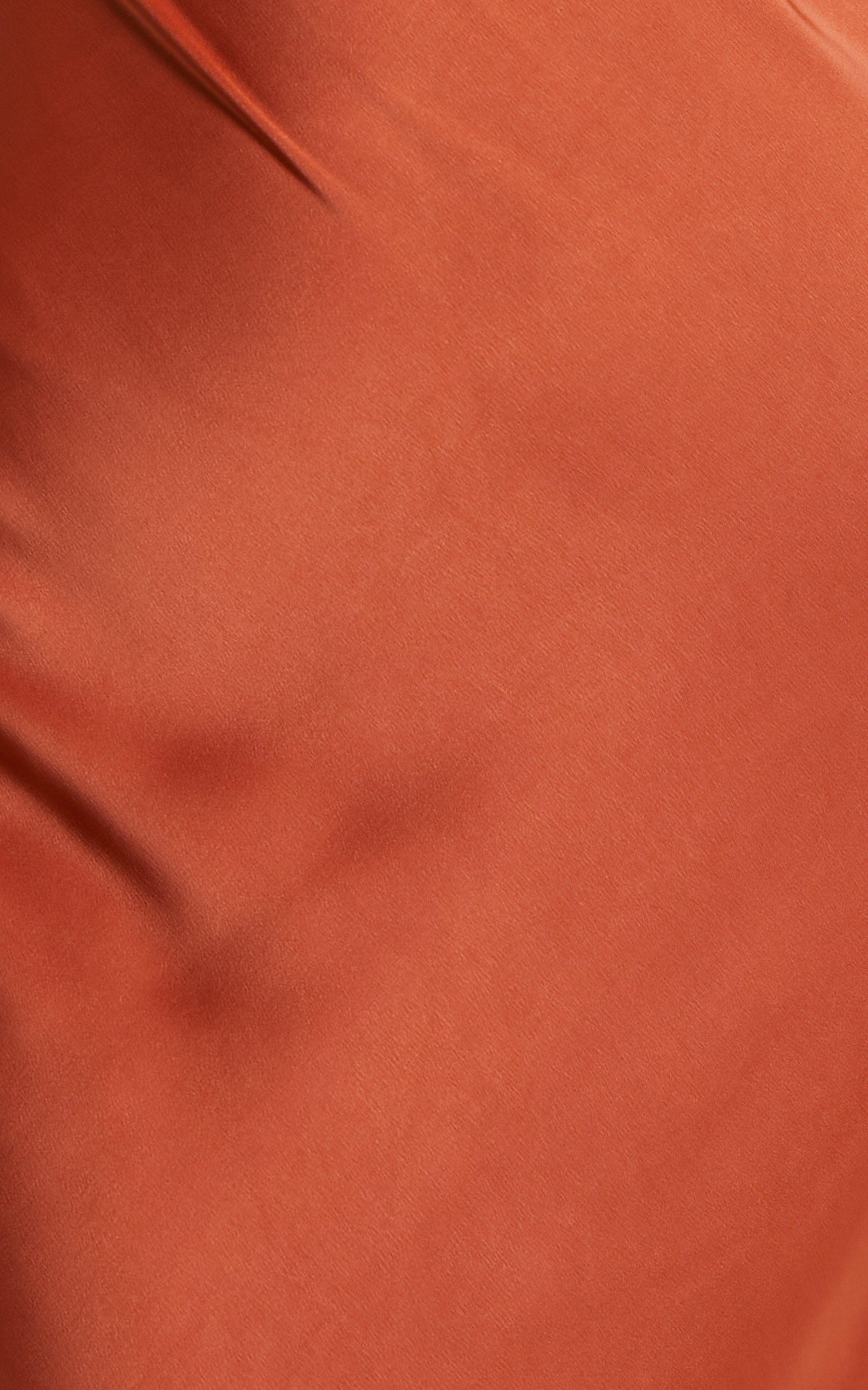 Elzales Midi Dress - One Shoulder Beaded Strap Satin Dress in Rust