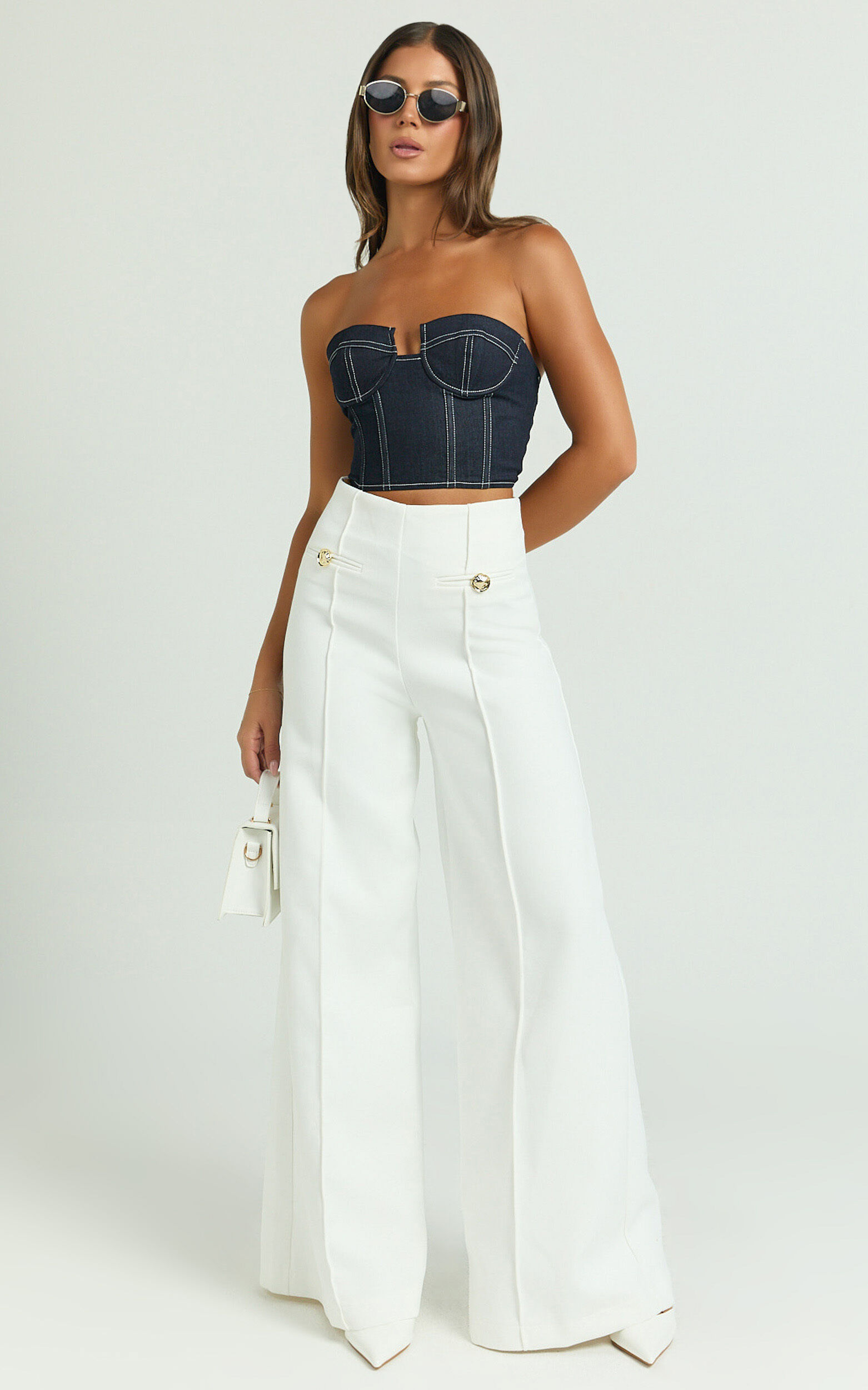 Carol Top - Denim Corset Top in Dark Raw Denim