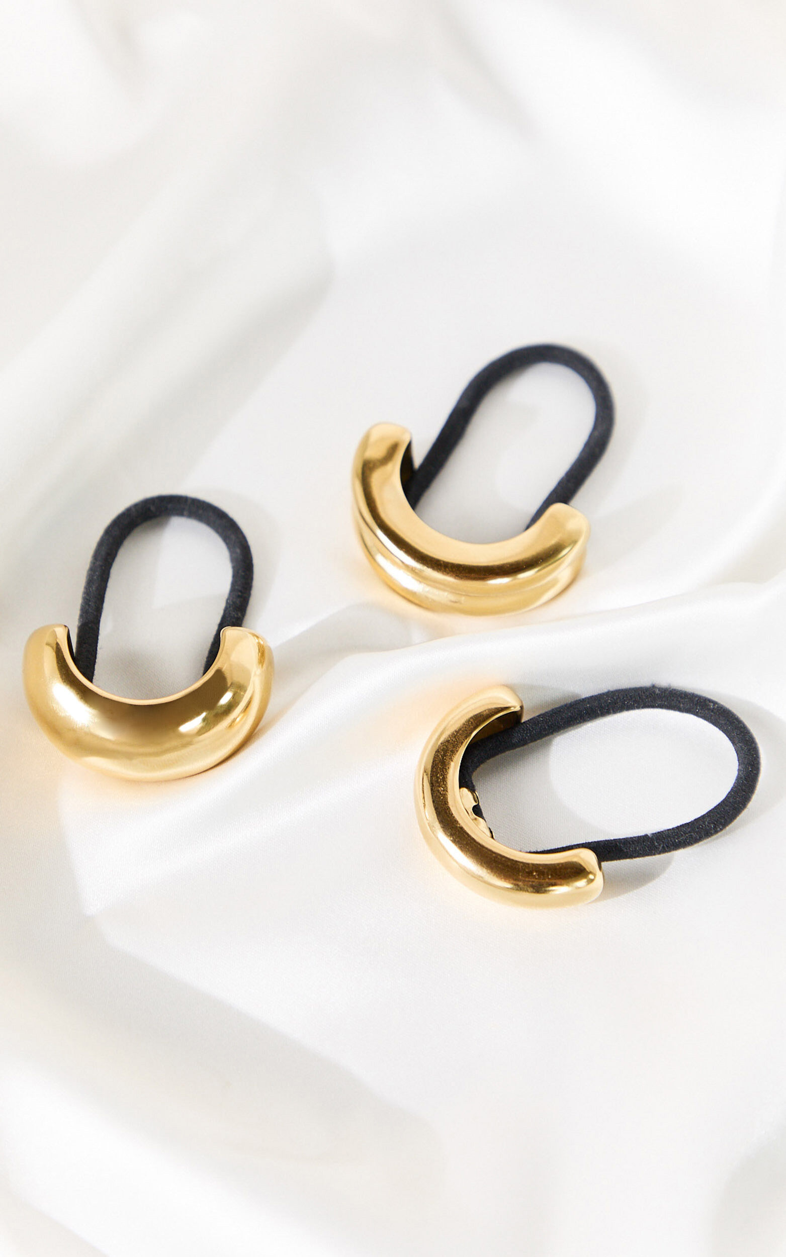 Simona Hair Tie - Chunky Metal Hair Tie Three Pack in Gold