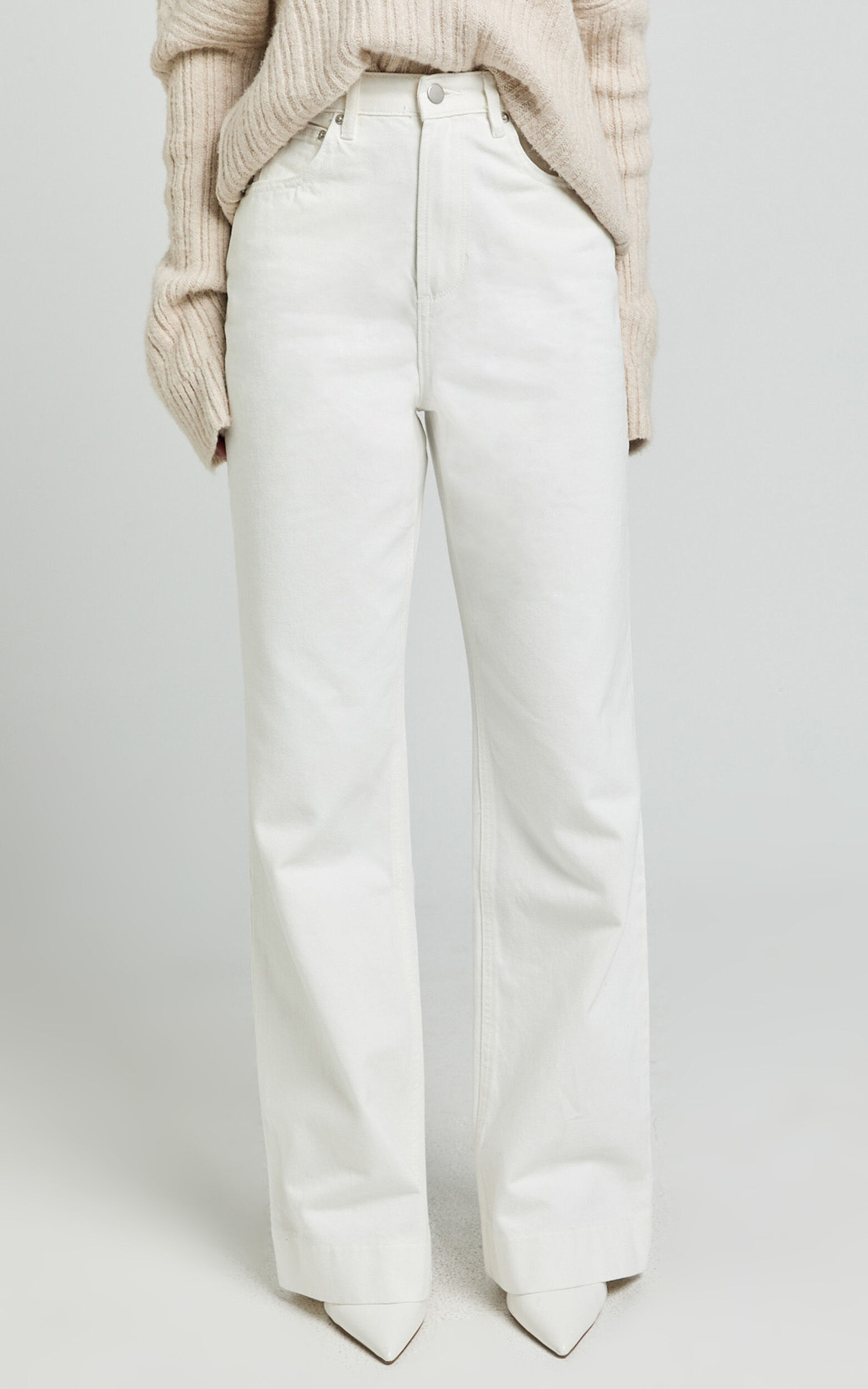 Dexter Jeans - High Waisted Straight Leg Denim Jeans in Ecru