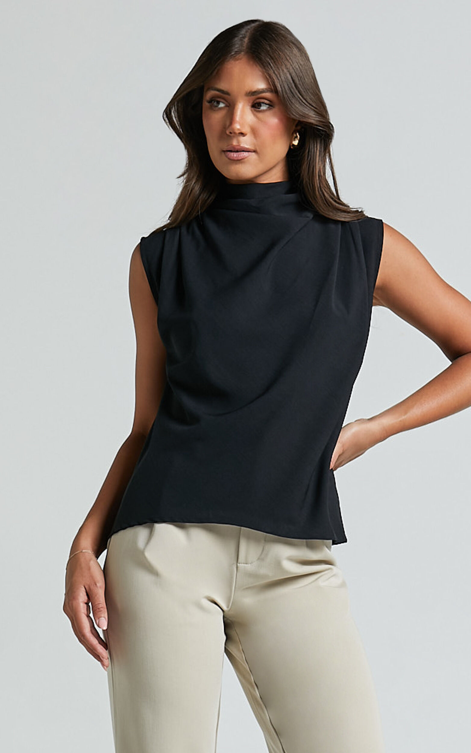 Arianae Top - High Neck Top in Black