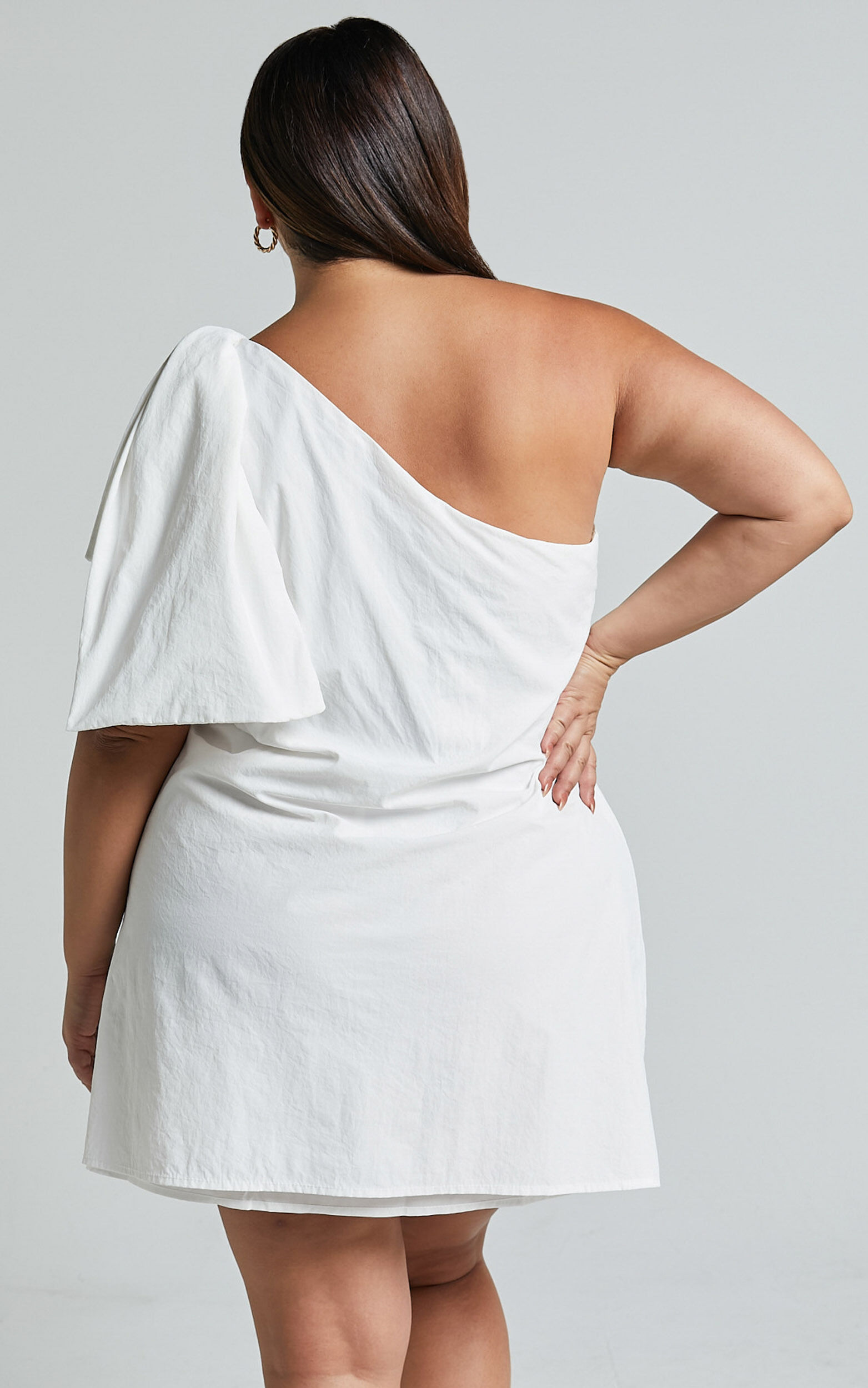 Khirara Mini Dress - One Shoulder Bow Detail Dress in White