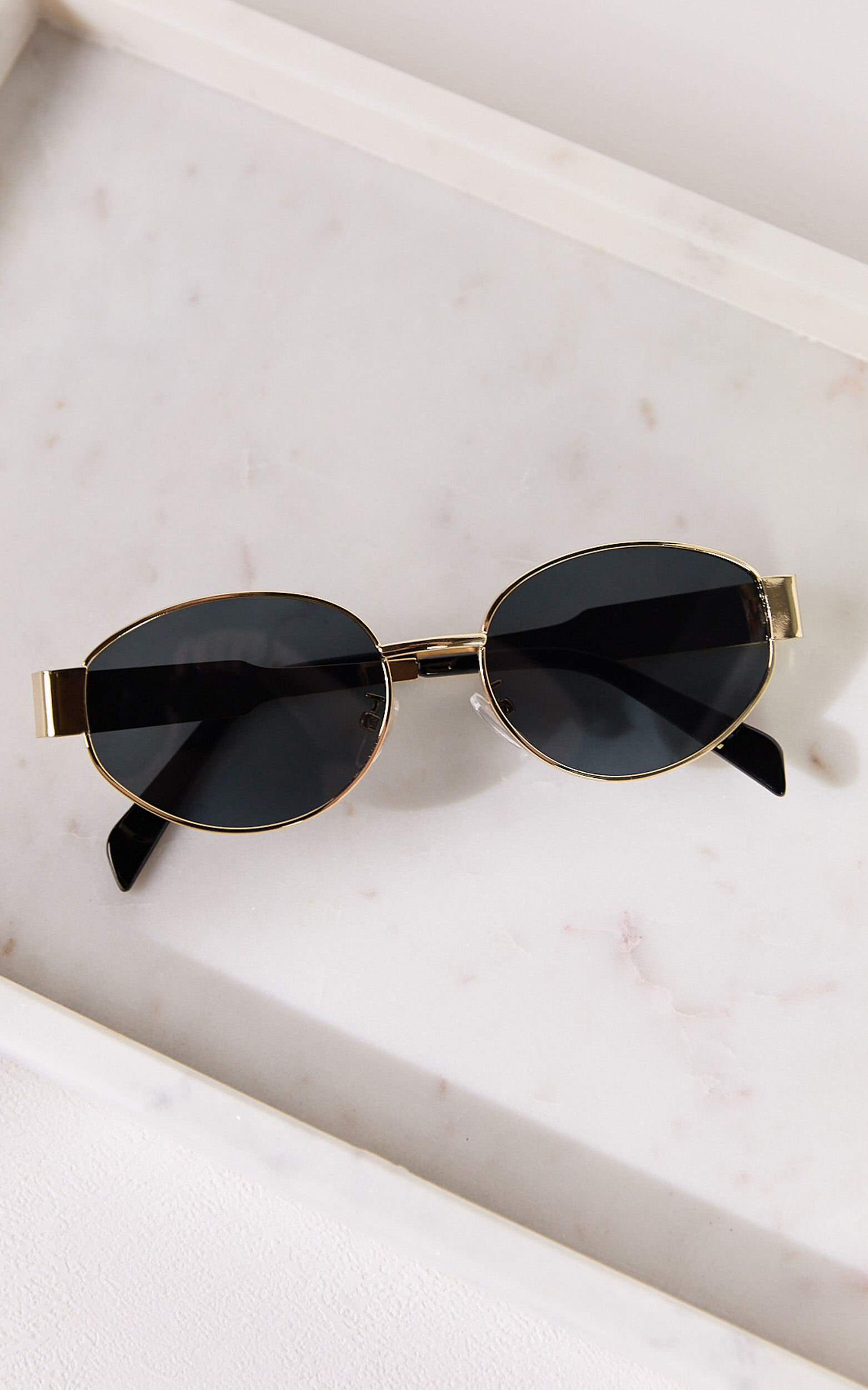Marcia Sunglasses - Oval Shape Sunglasses in Gold