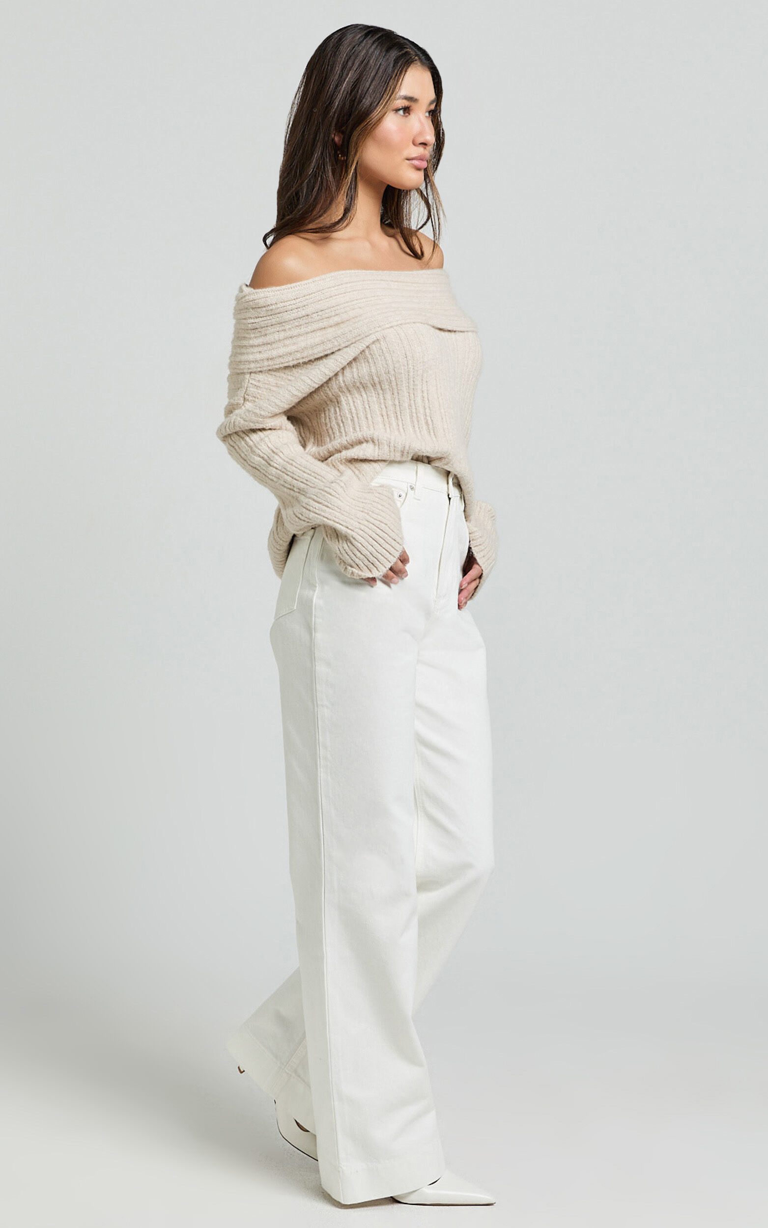 Dexter Jeans - High Waisted Straight Leg Denim Jeans in Ecru