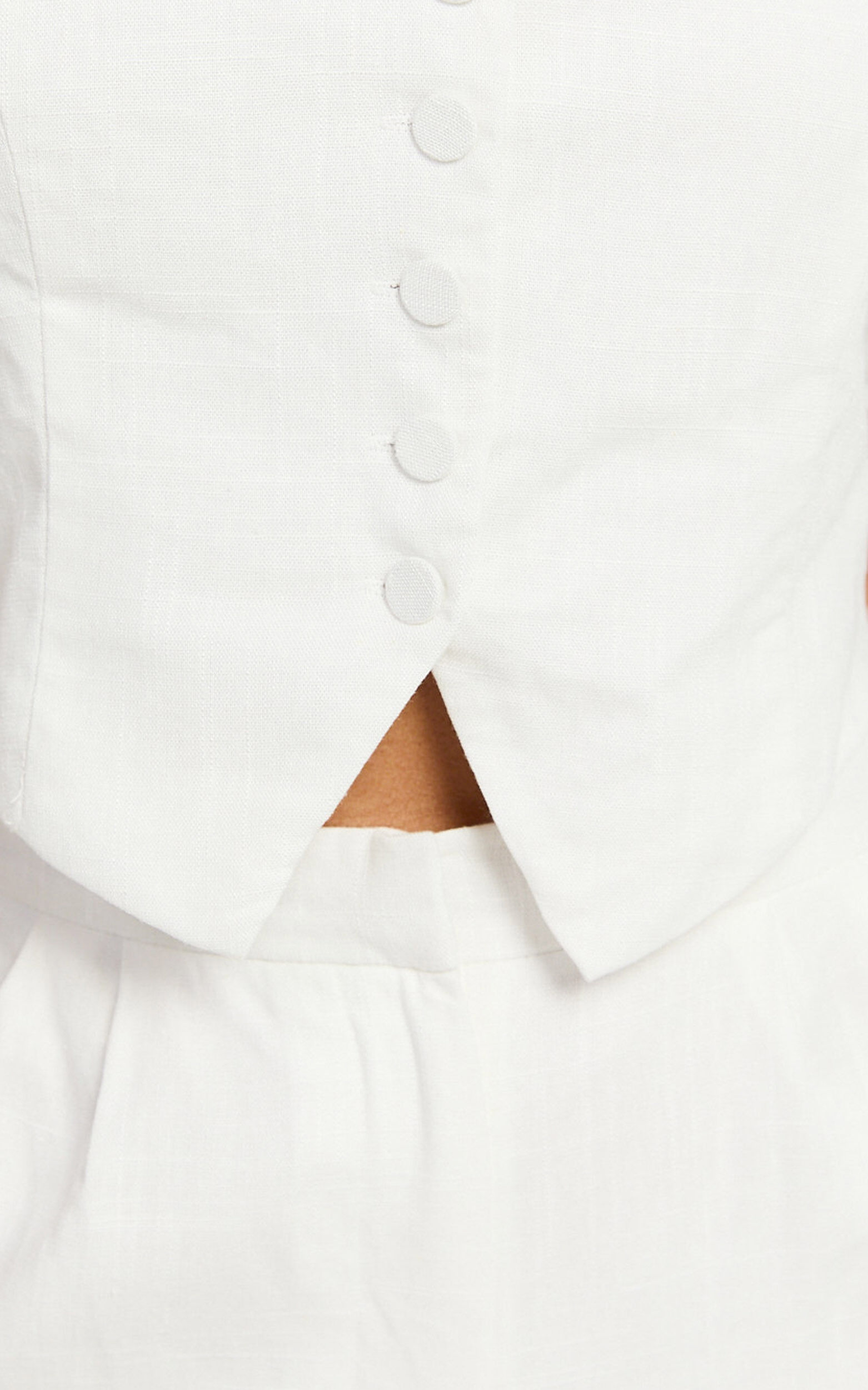 Linette Jumpsuit - Halter Neck Button Through Vest Tailored Wide Leg Jumpsuit in White