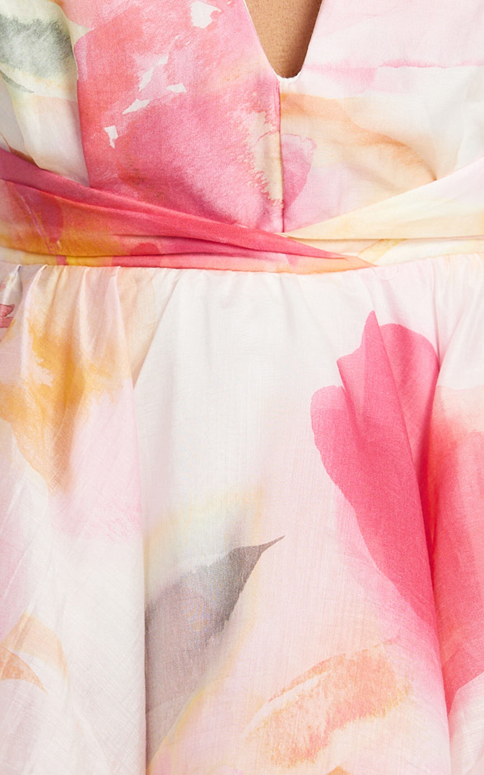 Amalie The Label - Felicity Plunge Tiered Mini Dress in Domeka Bloom Print