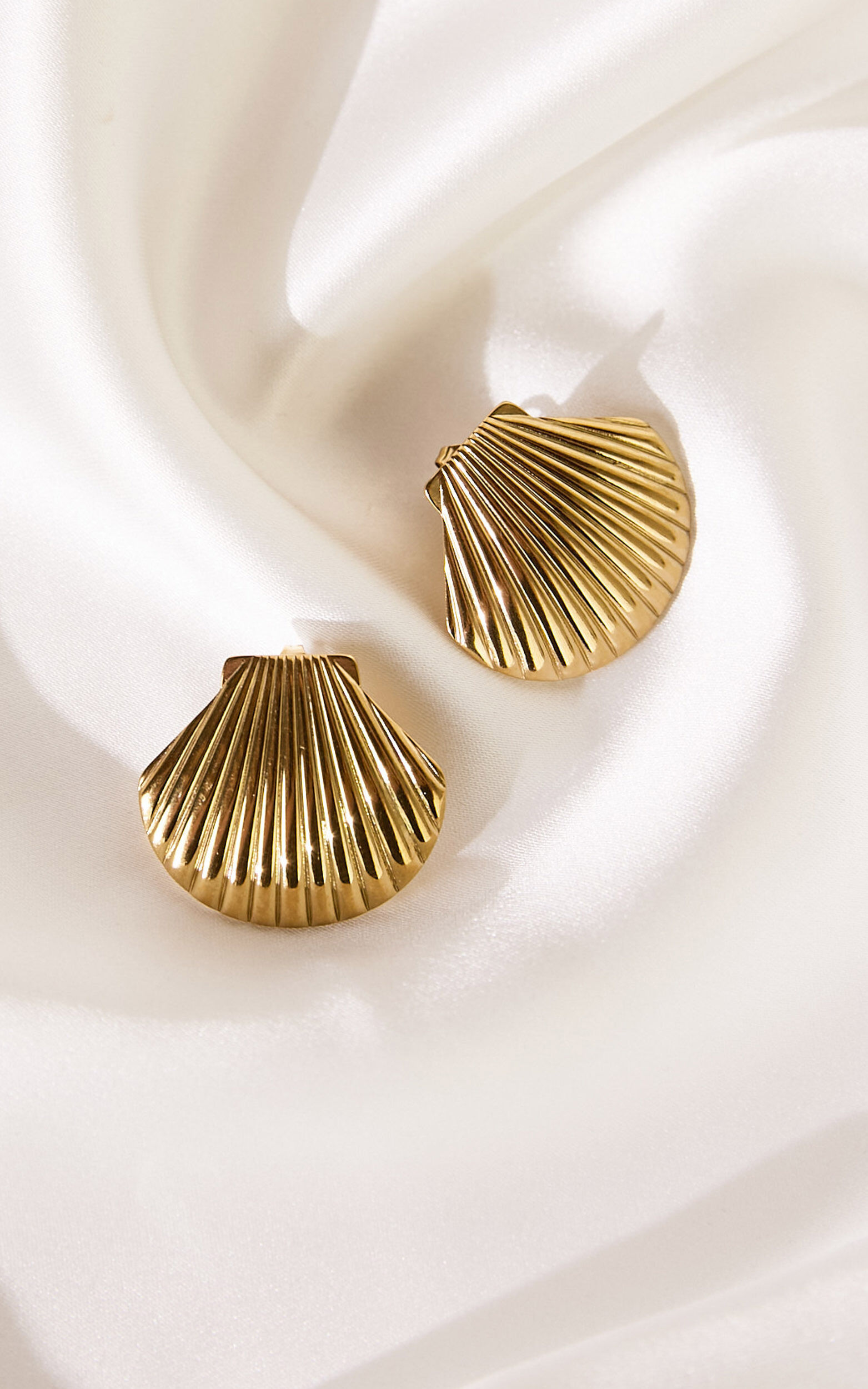 Lucy Earrings - Shell Statement Stud Earrings in Gold