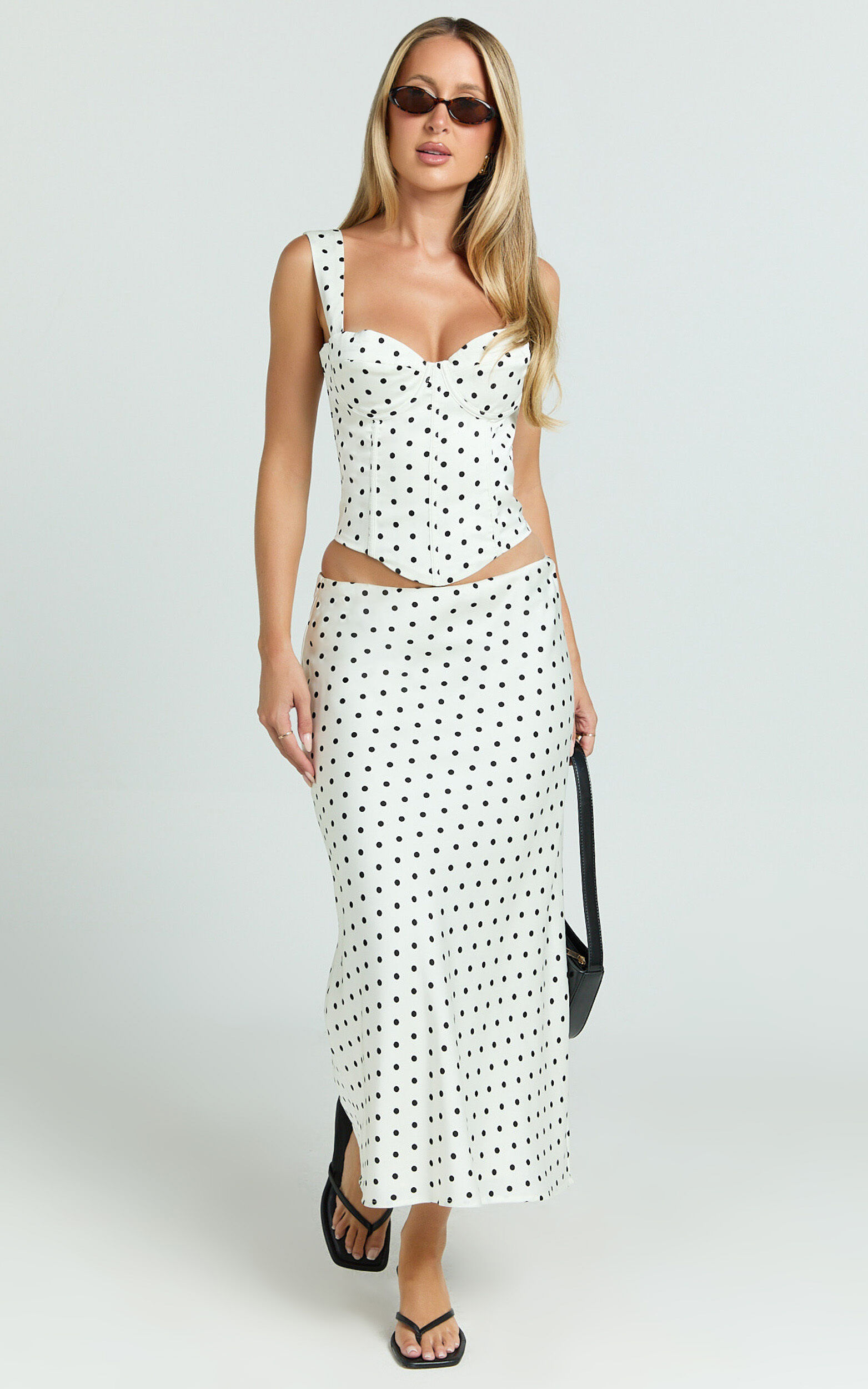 Runaway The Label - Karlita Midi Skirt in White Polka