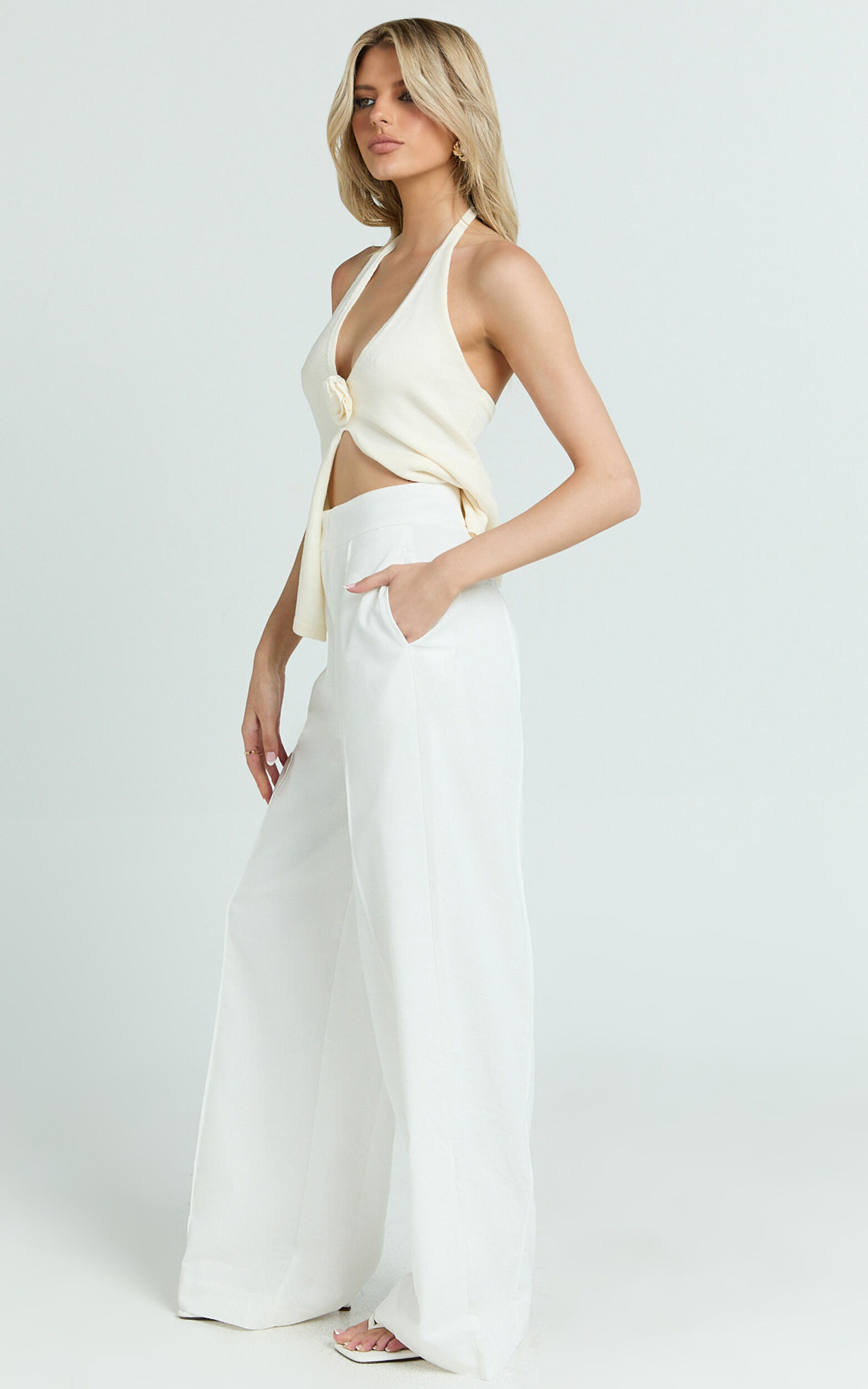 Juniper Pants - Linen Wide Leg Pants in White