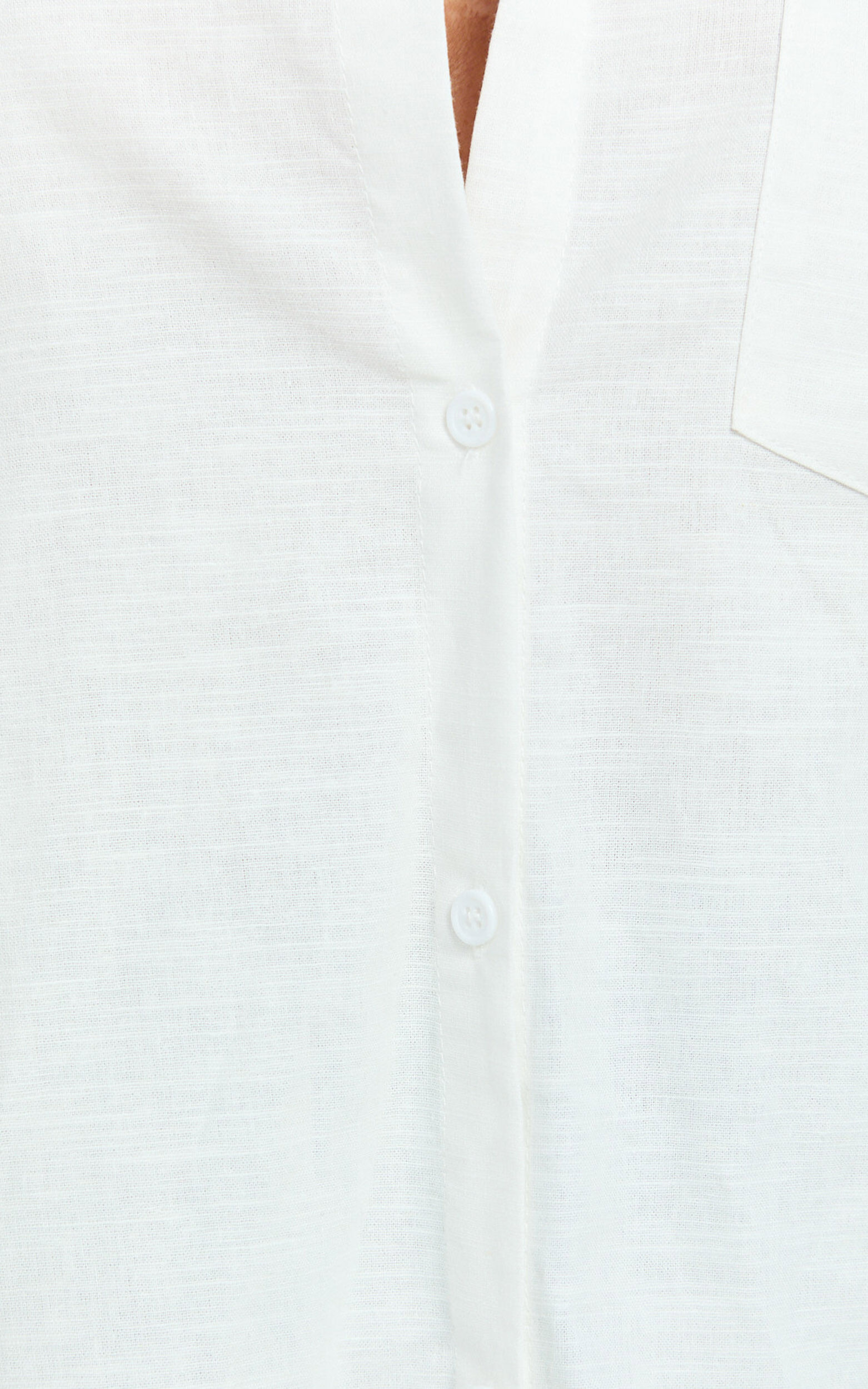 Anziel Top - Oversized Long Sleeve Linen Blend Shirt in White