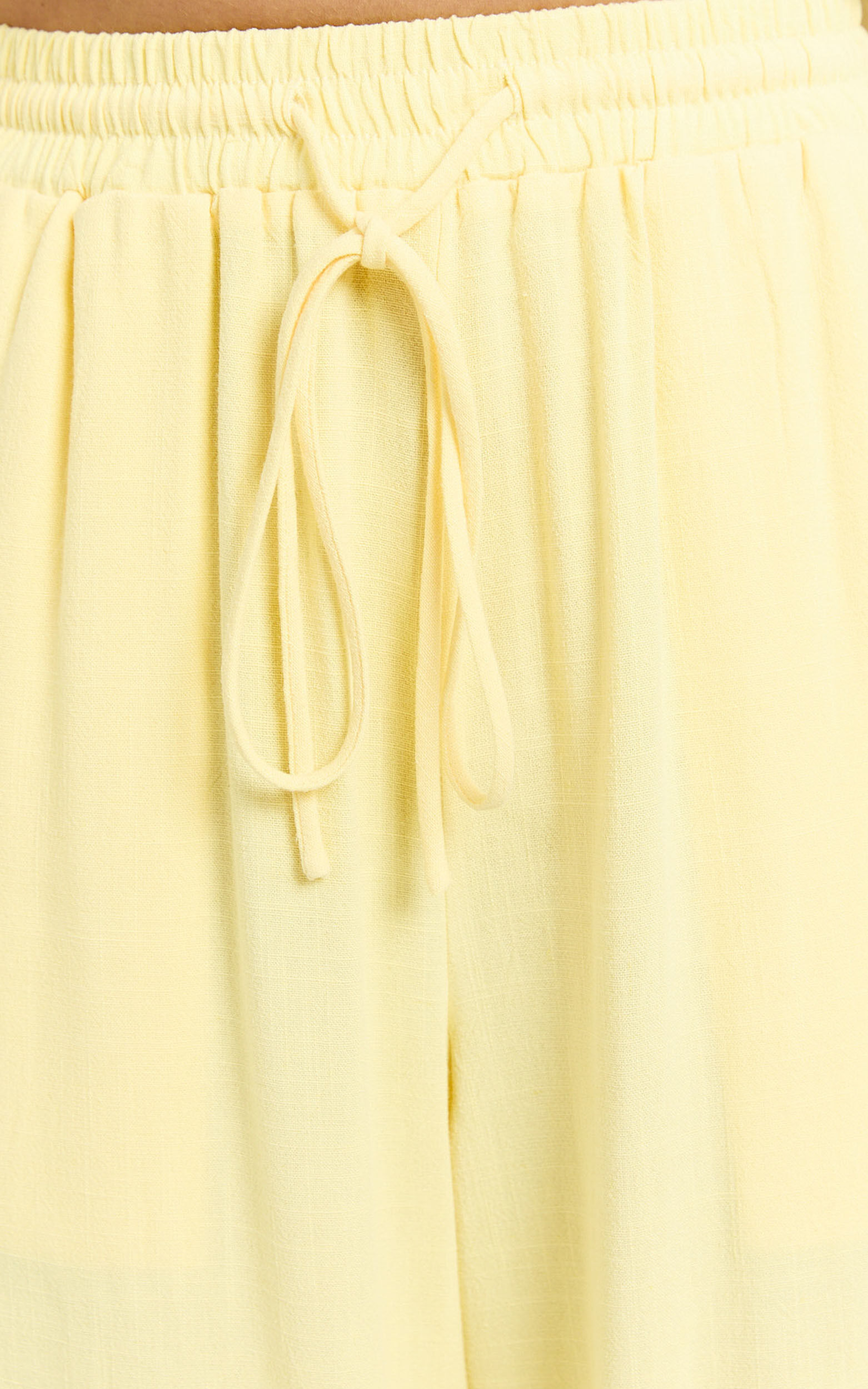 Kala Pants - Mid Waisted Relaxed Elastic Waist Pants in Lemon