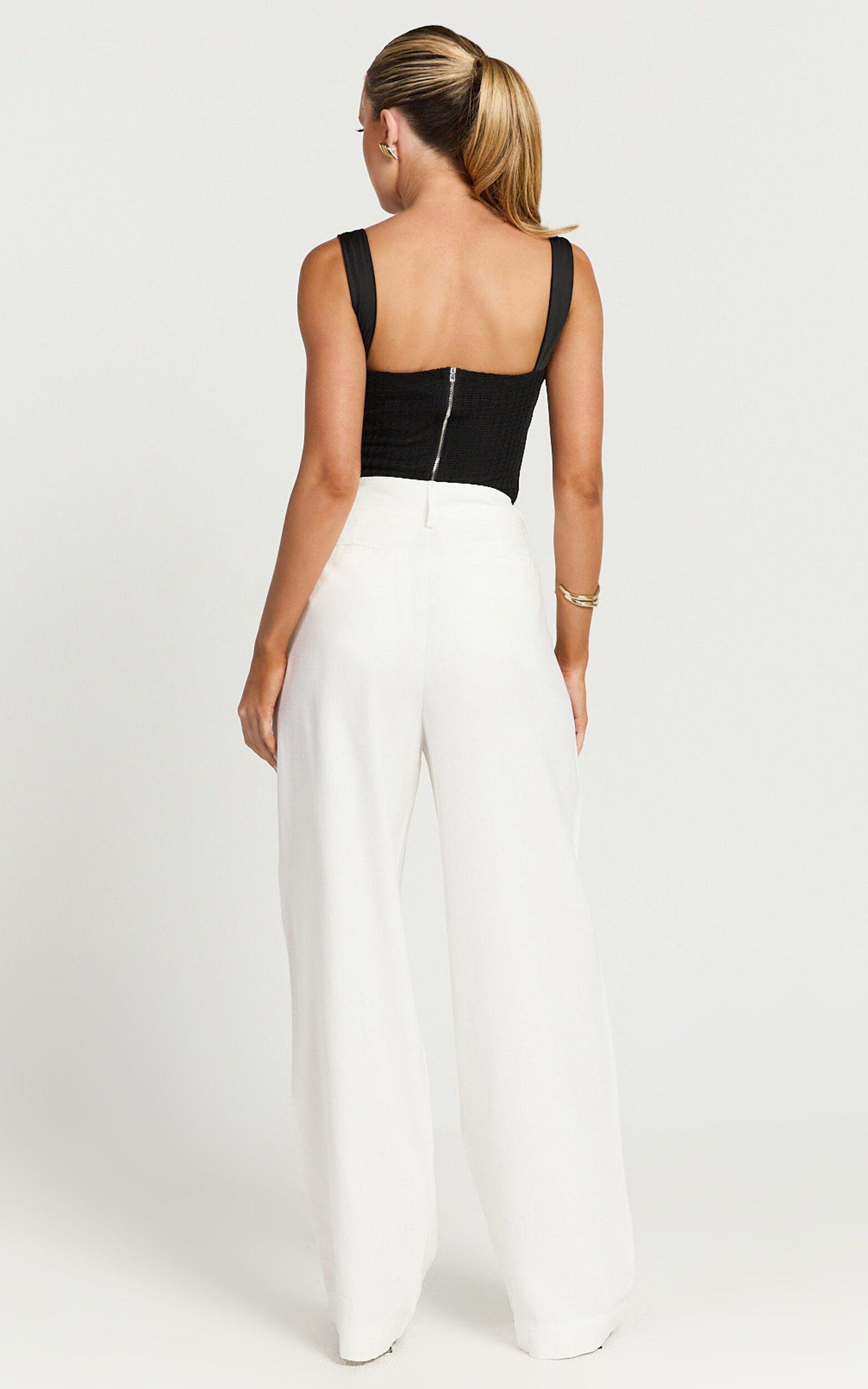 Augustus Pants - High Waisted Wide Leg Tailored Pants in White