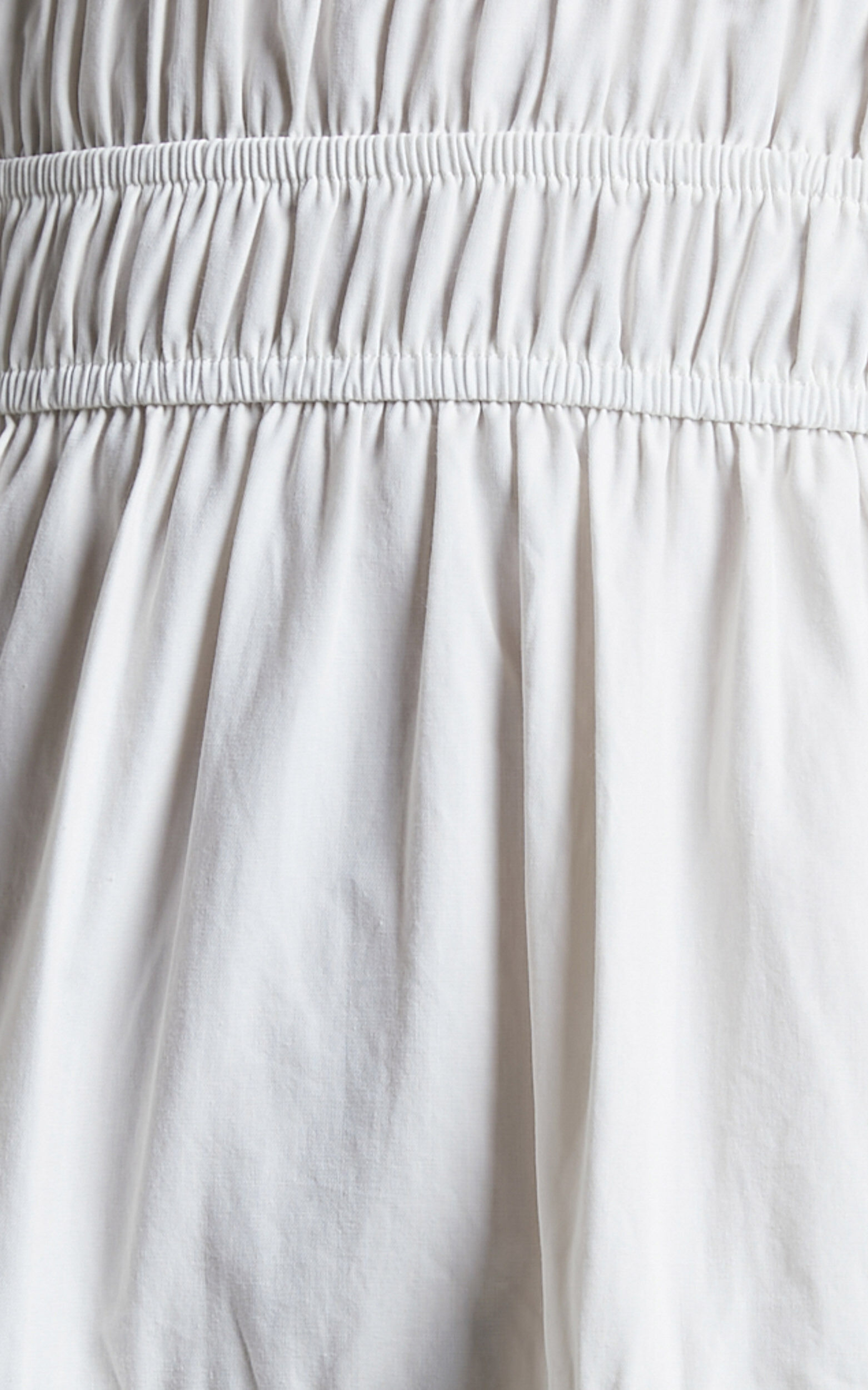 Mellie Midi Dress - Puff Sleeve Plunge Tiered Dress in White